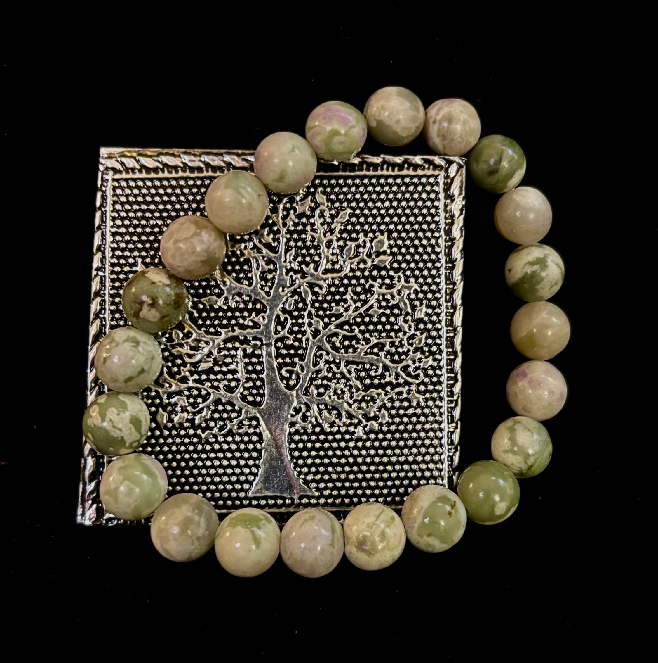 Peace Jade Healing Bracelet – 8mm Calming Stone for Medium Wrists | | Wiccan Center