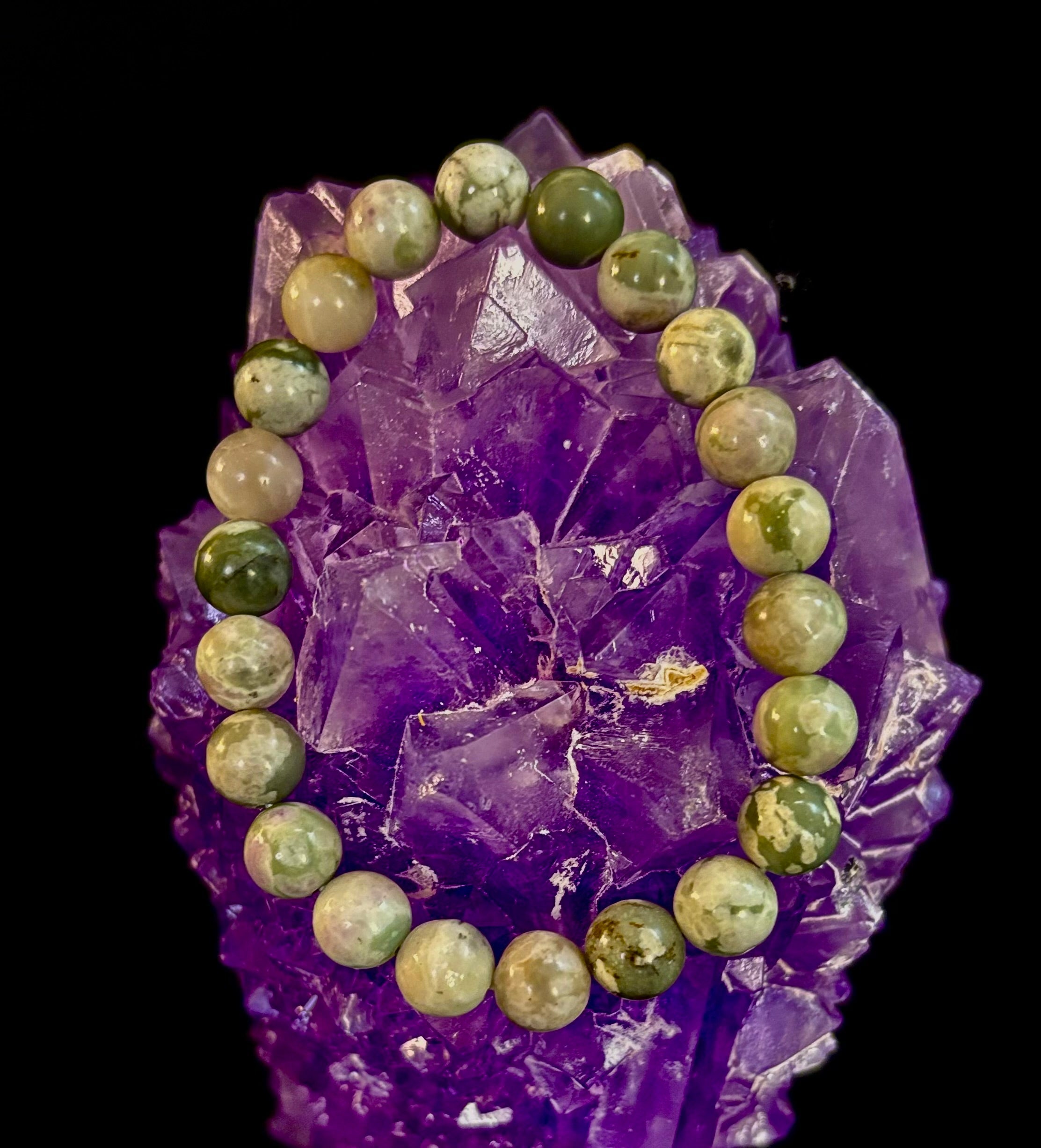 Peace Jade Healing Bracelet – 8mm Calming Stone for Medium Wrists | | Wiccan Center