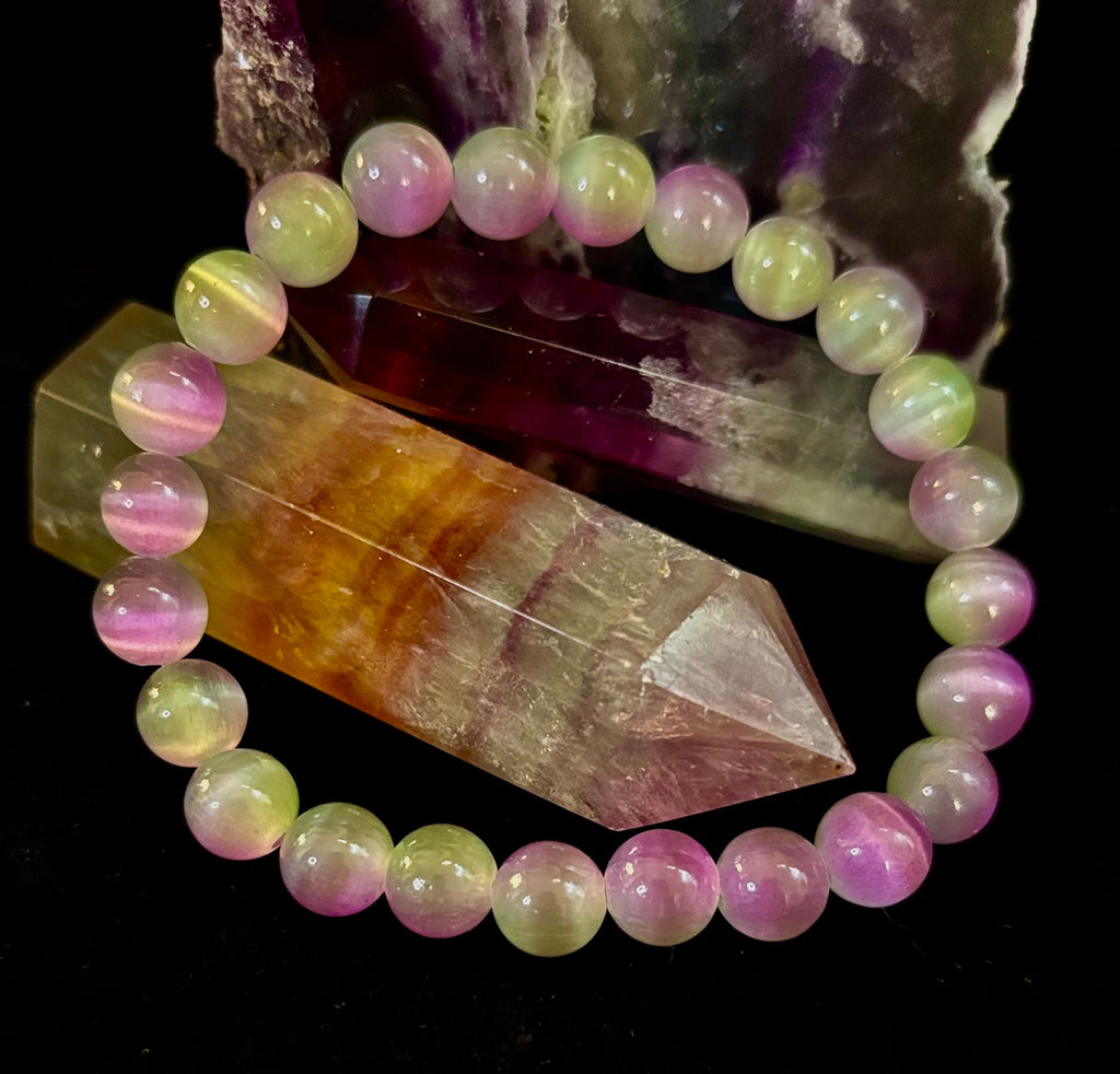 Dreamy Rainbow Fluorite Bracelet | Clarity + Calm | 8mm Beads (Medium Wrist) | | Wiccan Center