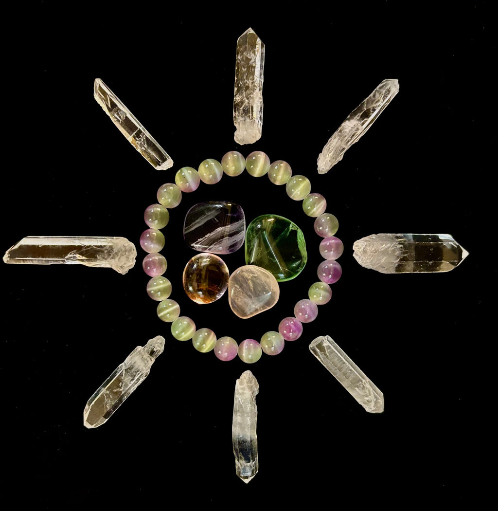 Dreamy Rainbow Fluorite Bracelet | Clarity + Calm | 8mm Beads (Medium Wrist) | | Wiccan Center
