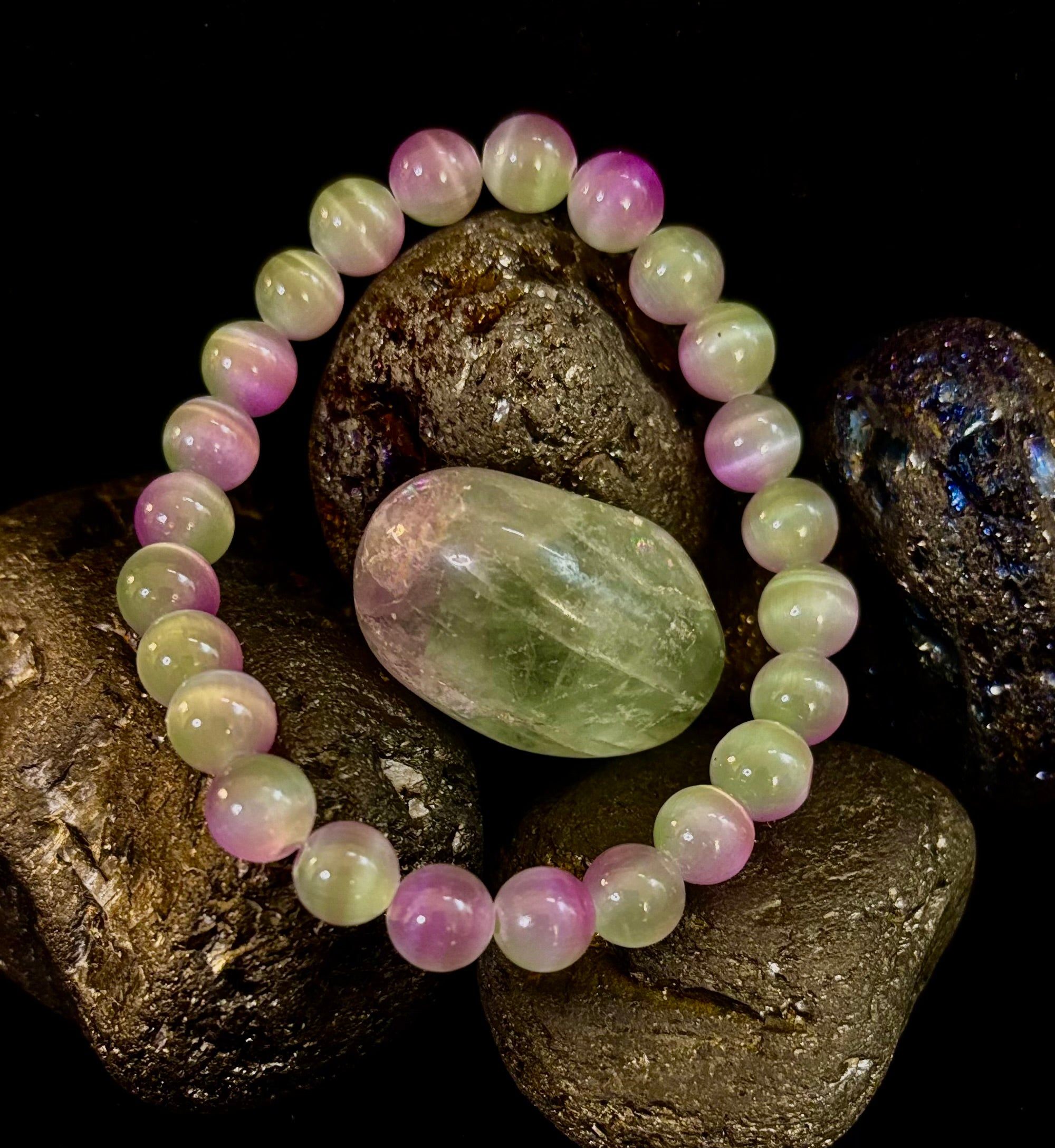 Dreamy Rainbow Fluorite Bracelet | Clarity + Calm | 8mm Beads (Medium Wrist) | | Wiccan Center