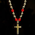 Magnetic Hematite Ball Chain Cross Necklace – Black & Red Natural Stones (24 inch.) | | Wiccan Center