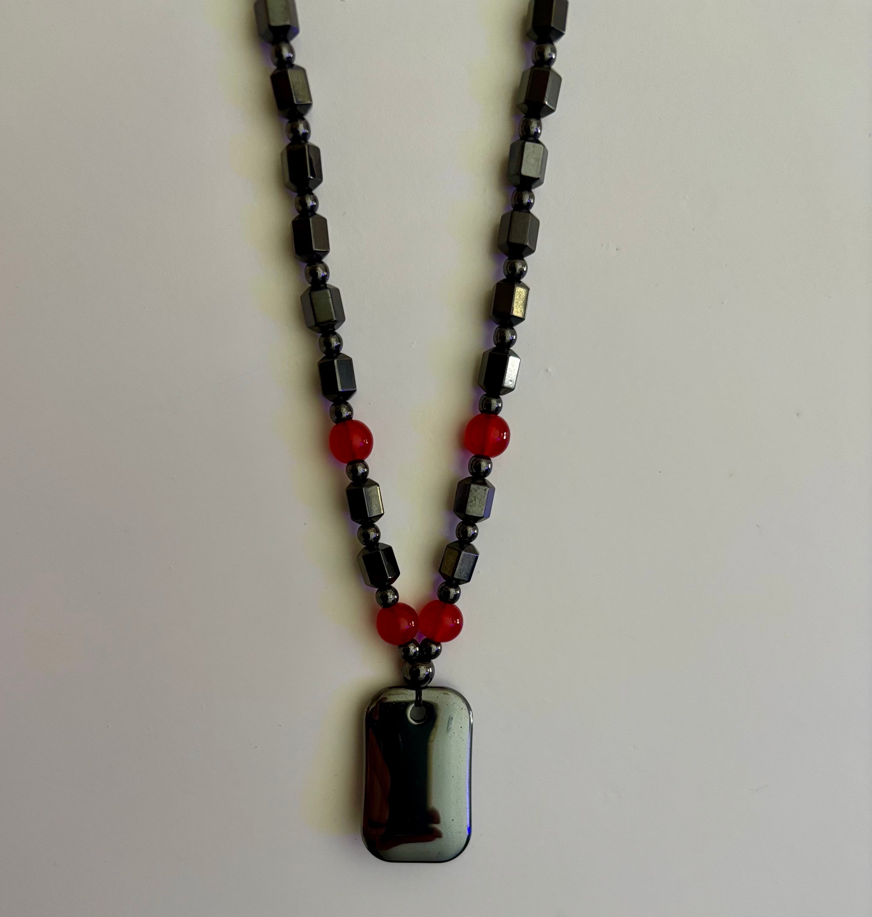 Hero Shield Magnetic Hematite Necklace – Red Power Beads + Dog Tag Pendant (Unisex Protection Jewelry) | | Wiccan Center