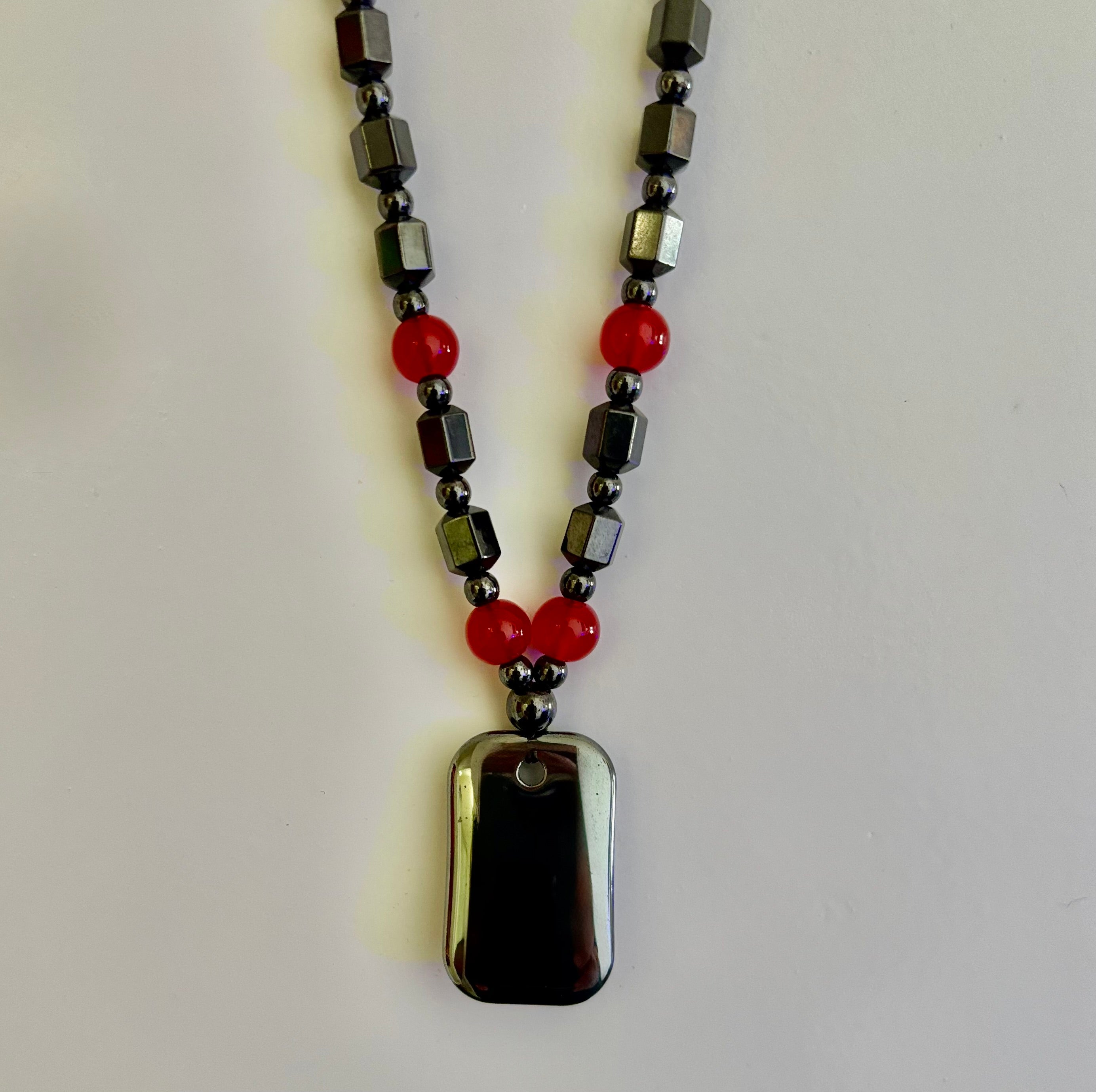Hero Shield Magnetic Hematite Necklace – Red Power Beads + Dog Tag Pendant (Unisex Protection Jewelry) | | Wiccan Center