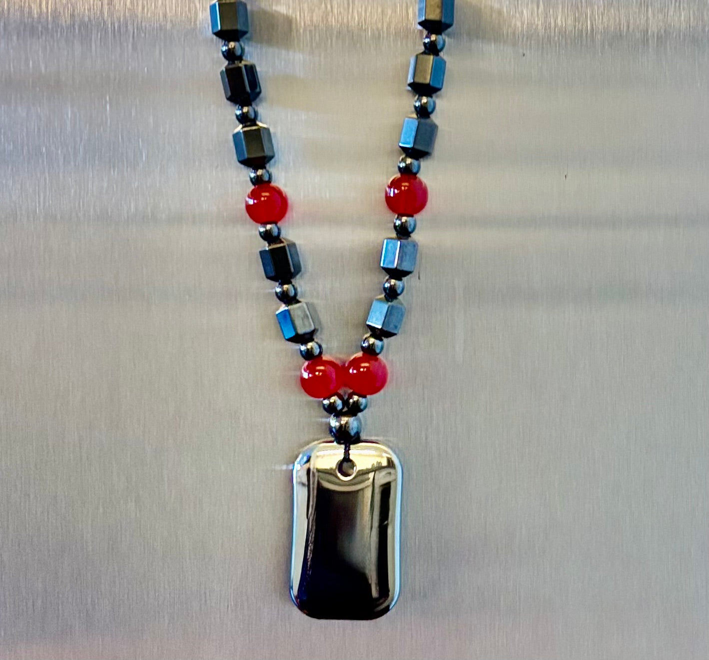 Hero Shield Magnetic Hematite Necklace – Red Power Beads + Dog Tag Pendant (Unisex Protection Jewelry) | | Wiccan Center
