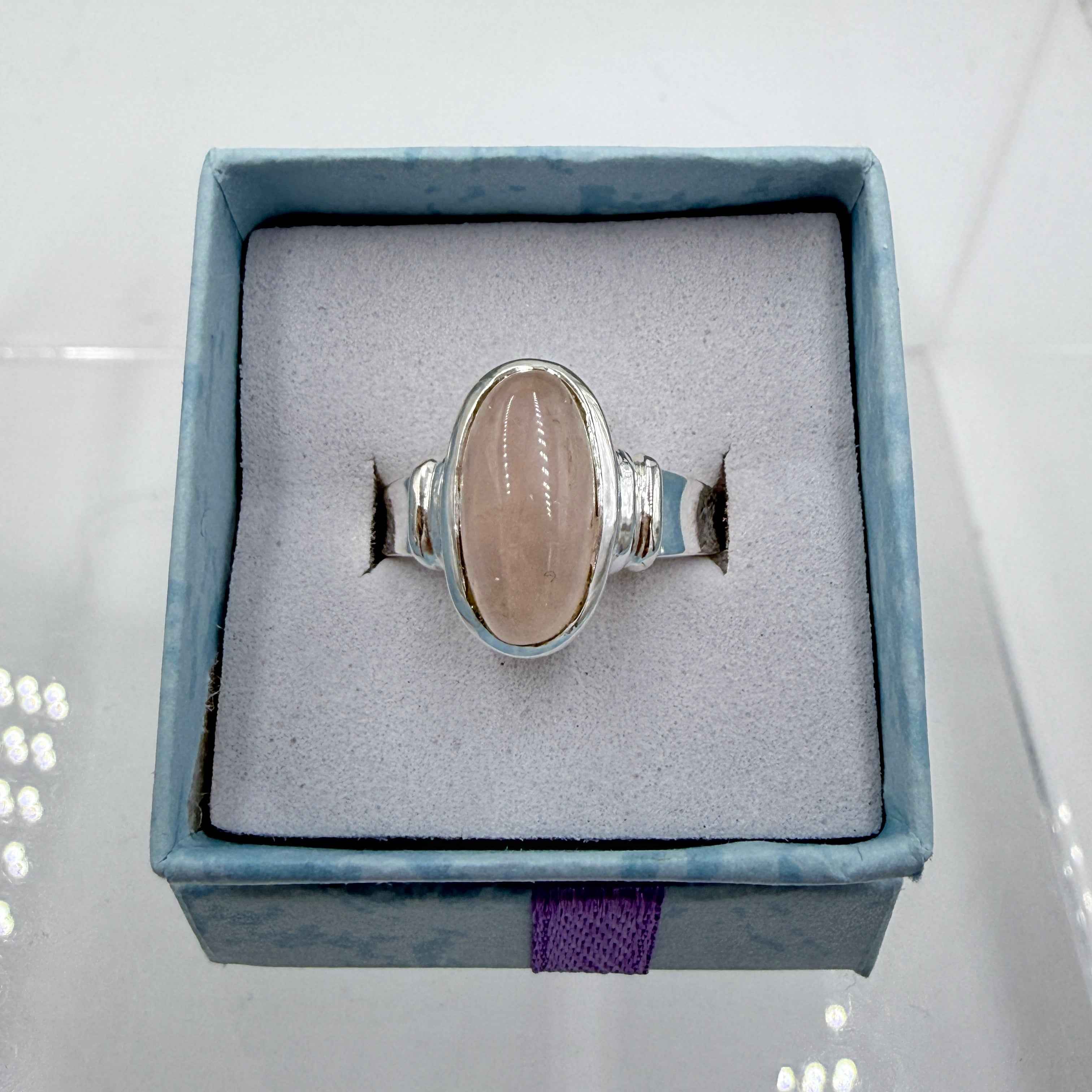 Sterling Silver Oval Rose Quartz - Size 8 - Loving, Soothing & Heart Opening | Rings | Wiccan Center