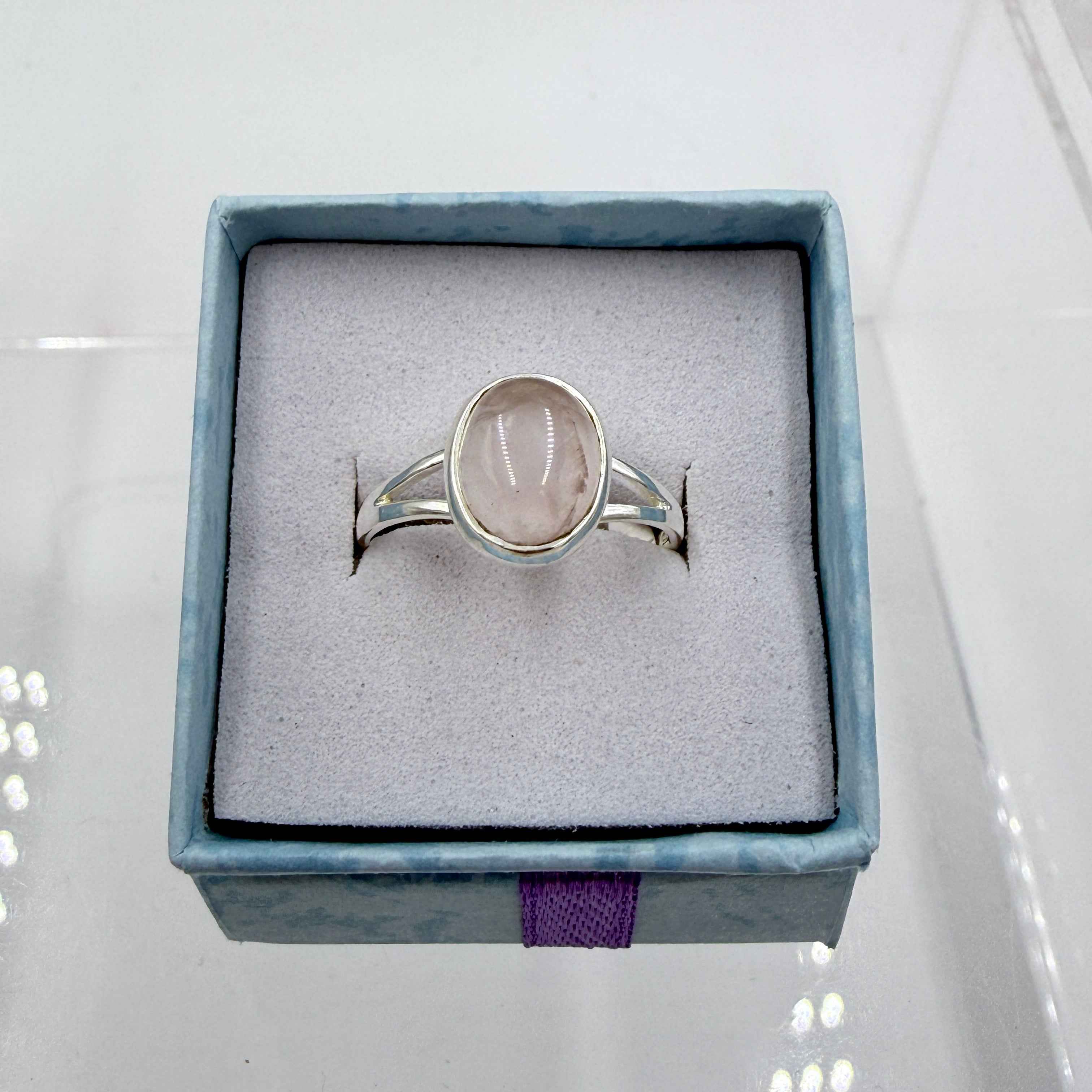 Sterling Silver Split Banded Oval Rose Quartz - Size 8 - Loving, Soothing & Heart Opening | Rings | Wiccan Center