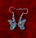 Petite Abalone Butterfly Earrings | Iridescent Wing Dangle Jewels | | Wiccan Center
