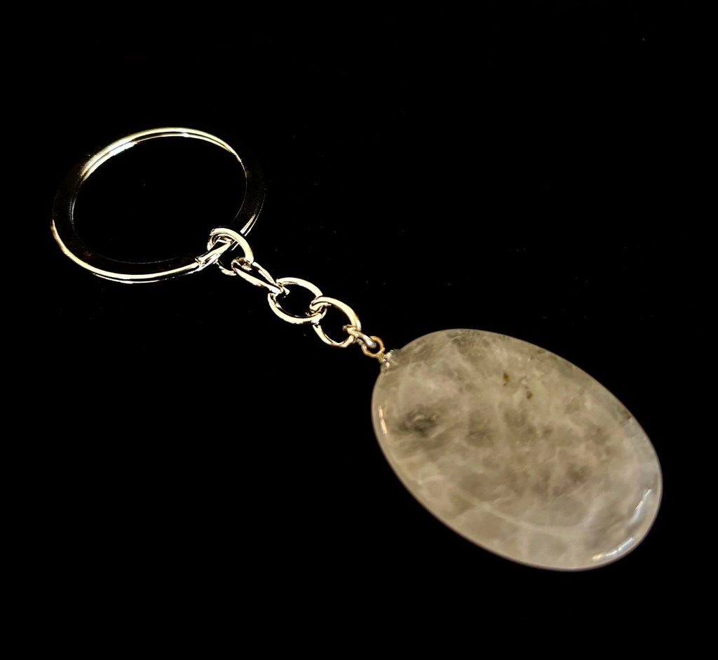 Natural Crystal Worry Stone Keychain – Amethyst, Clear Quartz, Obsidian, Tiger’s Eye, Green Aventurine & Rose Quartz (1.25”) | | Wiccan Center