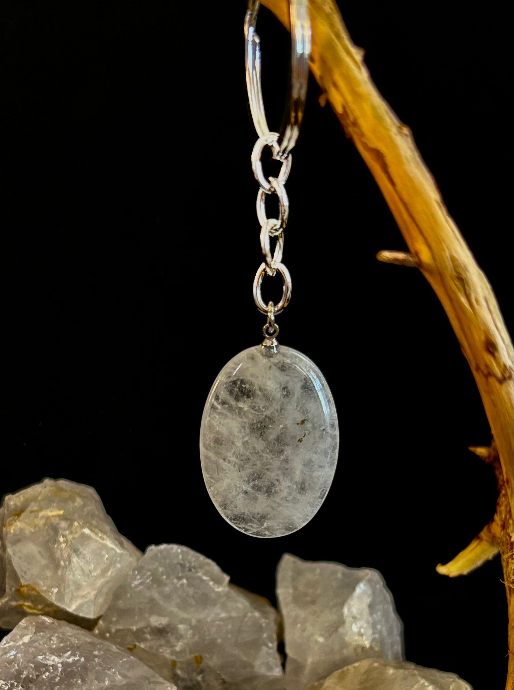 Natural Crystal Worry Stone Keychain – Amethyst, Clear Quartz, Obsidian, Tiger’s Eye, Green Aventurine & Rose Quartz (1.25”) | | Wiccan Center