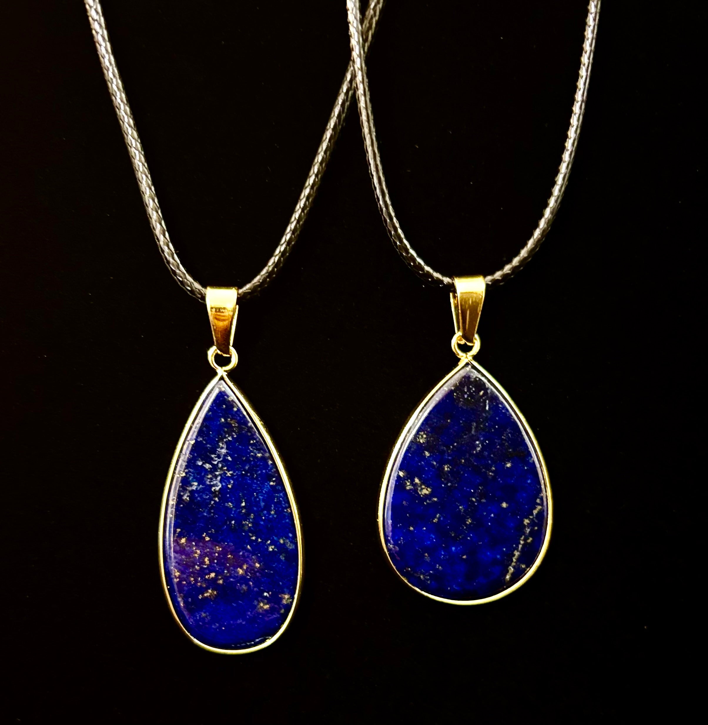 Royal Lapis Lazuli Pendant Necklace – Natural Blue Gemstone on 22” Leather Rope (2 Styles) | | Wiccan Center