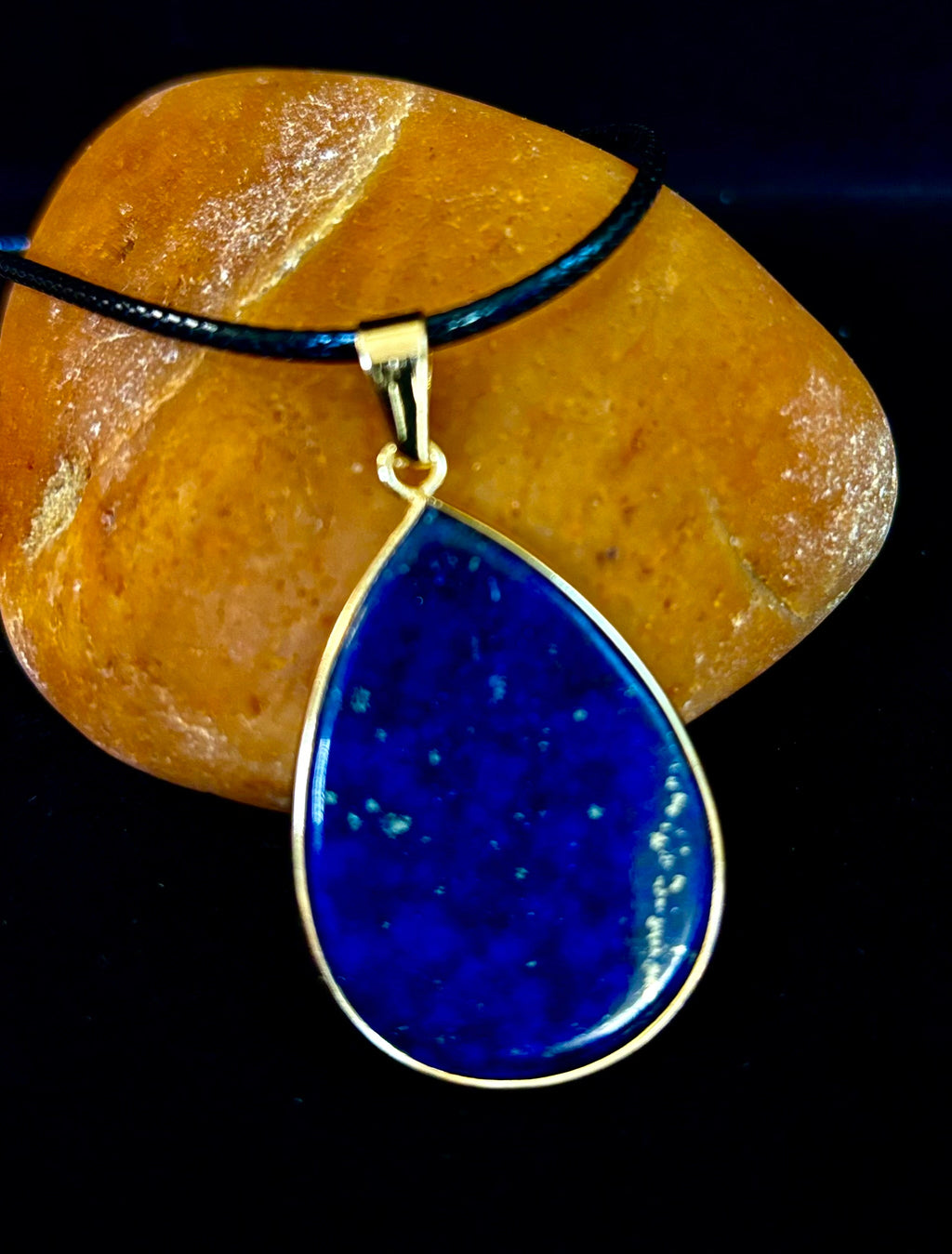 Royal Lapis Lazuli Pendant Necklace – Natural Blue Gemstone on 22” Leather Rope (2 Styles) | | Wiccan Center