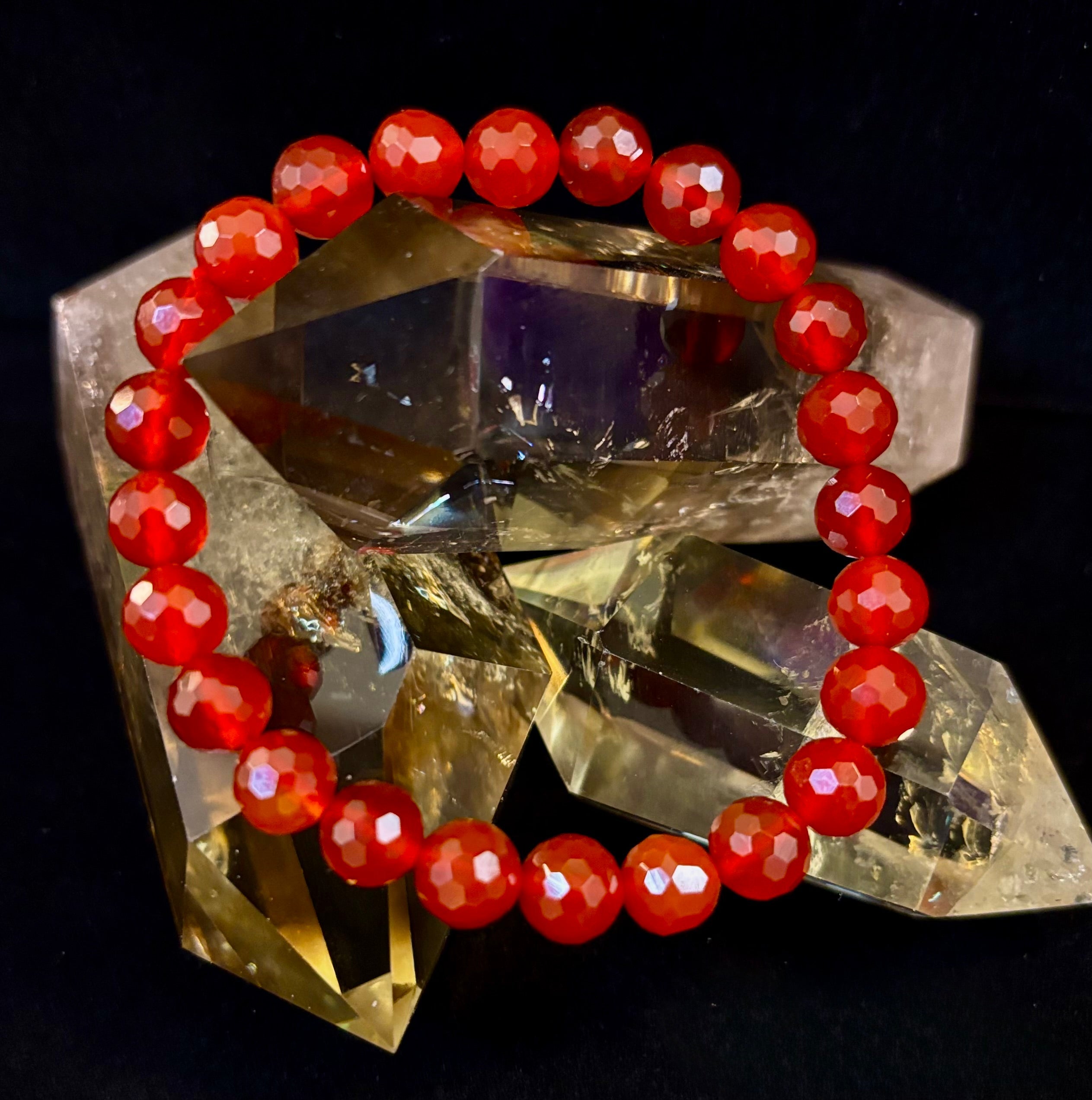 Red Agate Polyhedral Power Bracelet – Strength, Grounding & Vitality (8mm, Small–Medium Wrist) | | Wiccan Center