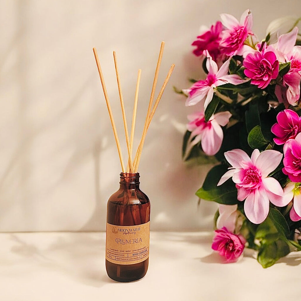 Plumeria - REED DIFFUSER, Tropical Floral Home Fragrance -- by Moon Water Apothecary! | | Wiccan Center