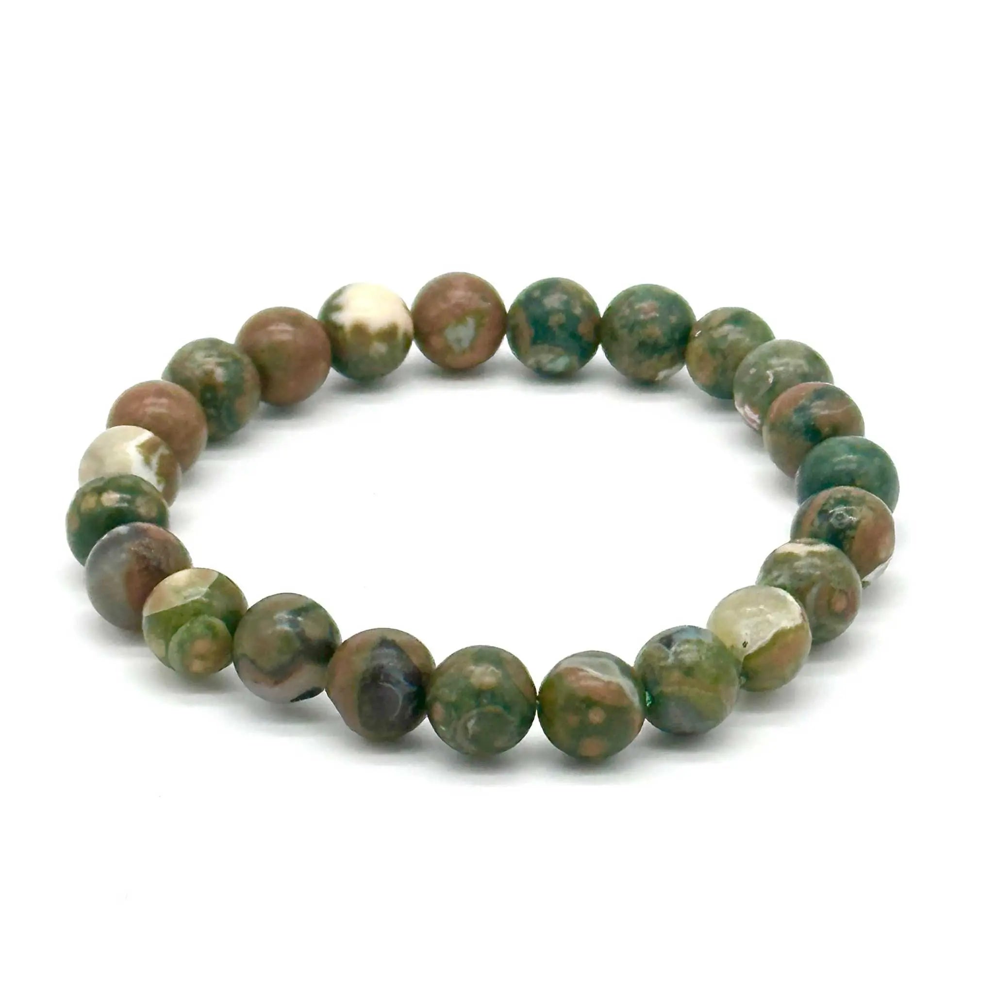 Rainforest Rhyolite Round Bead Bracelet - Gentle Renewal | Bracelets | Wiccan Center