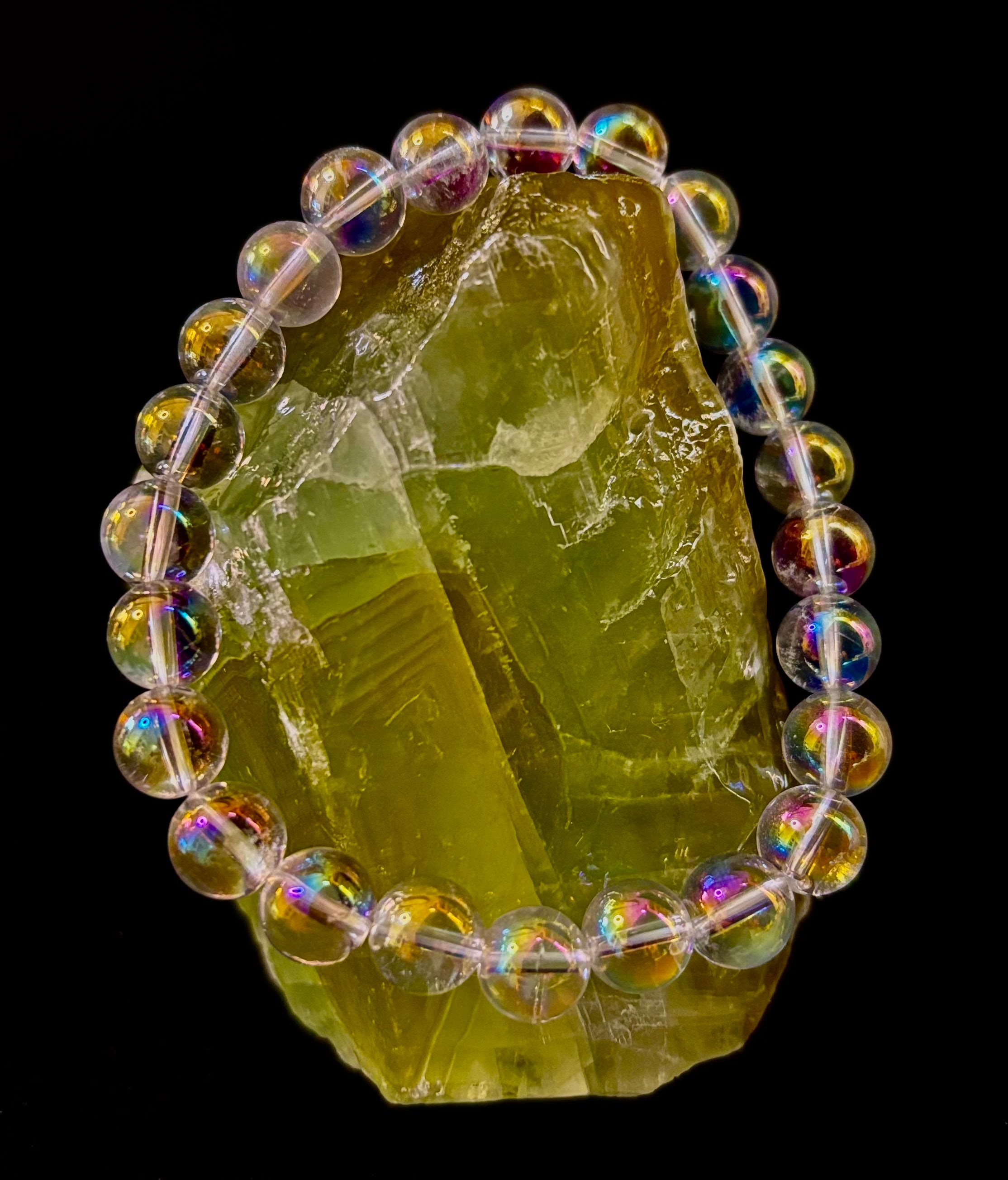 Angel Aura Clear Quartz 8mm Reiki-Infused Healing Crystal Bracelet (7.5” Medium Wrists) | | Wiccan Center