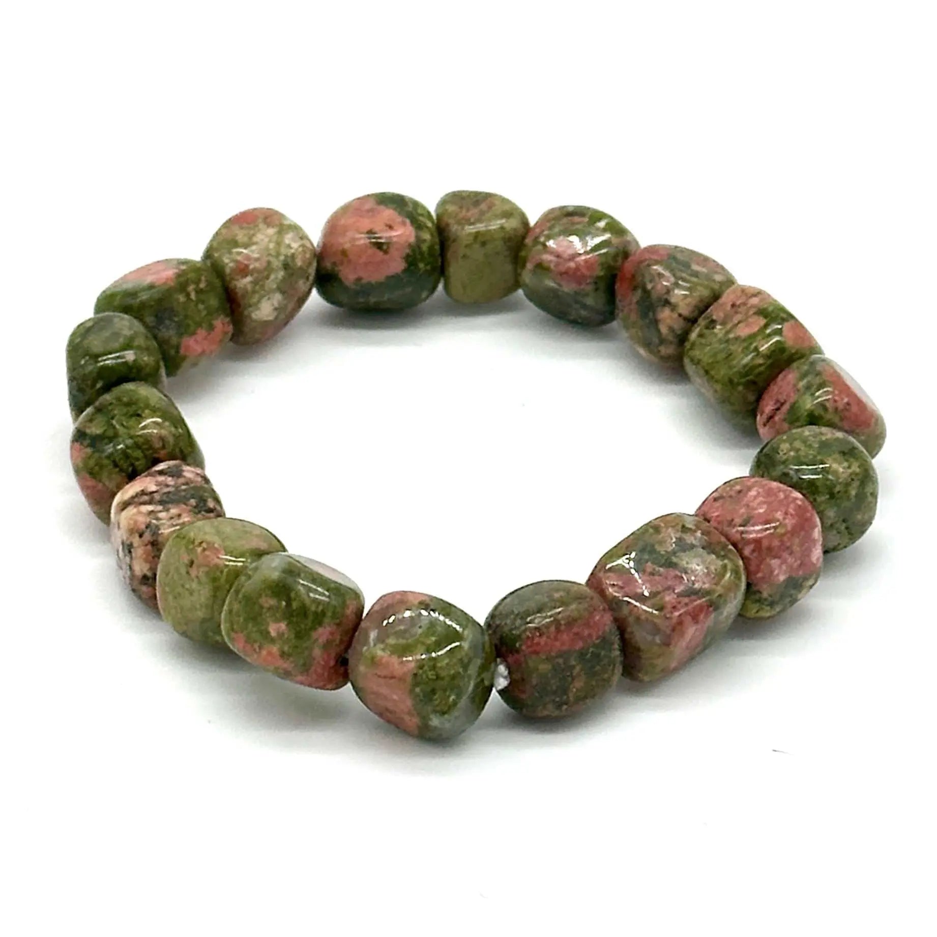 Unakite Natural Crystal Tumbled Gemstone Energy Stretch Bracelet | Bracelets | Wiccan Center