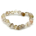 Golden Rutilated Quartz Natural Crystal Tumbled Gemstone Energy Stretch Bracelet | Bracelets | Wiccan Center