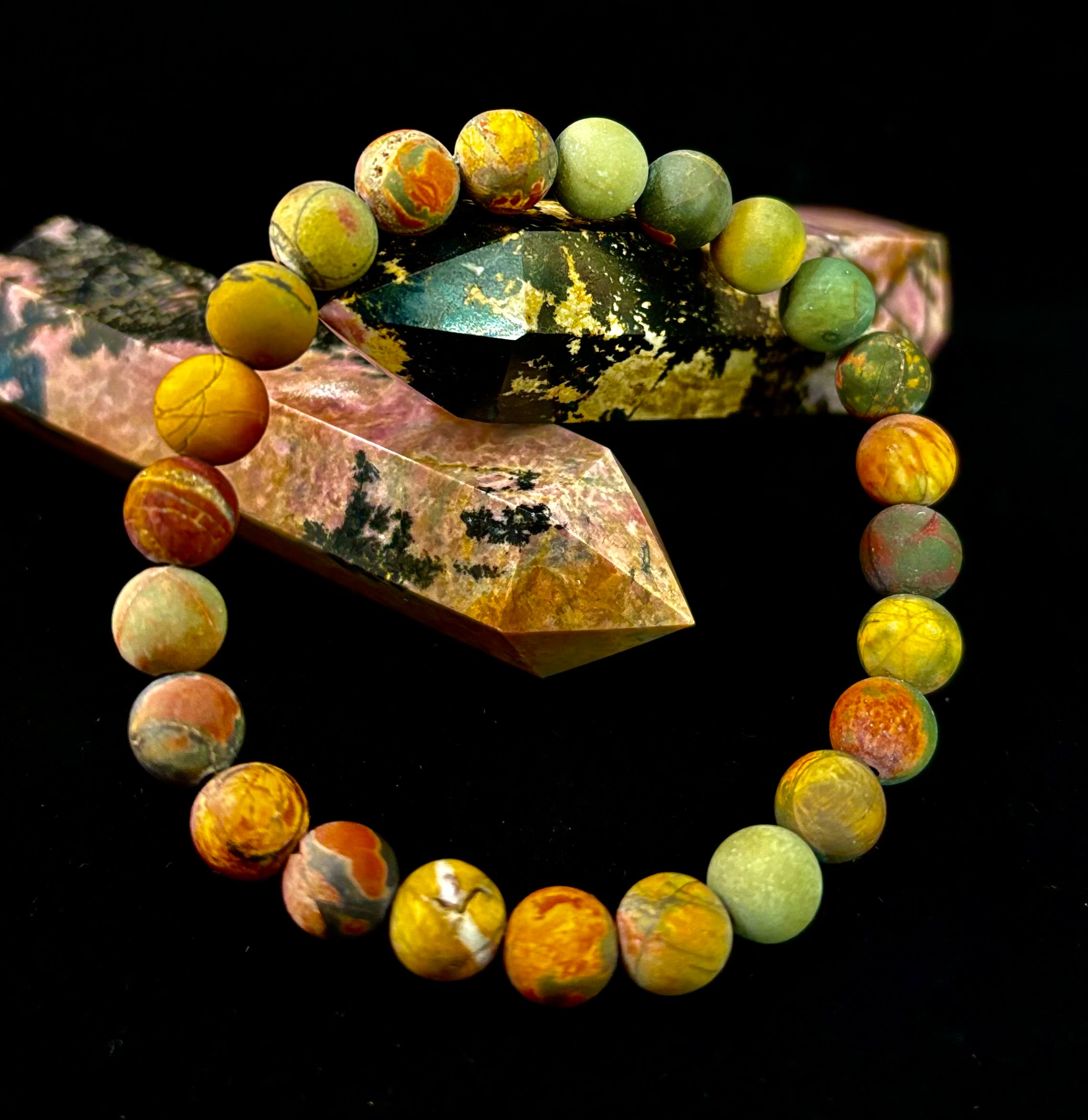 Picasso Stone (Picasso Jasper) Reiki-Infused Creativity & Grounding Bracelet | | Wiccan Center