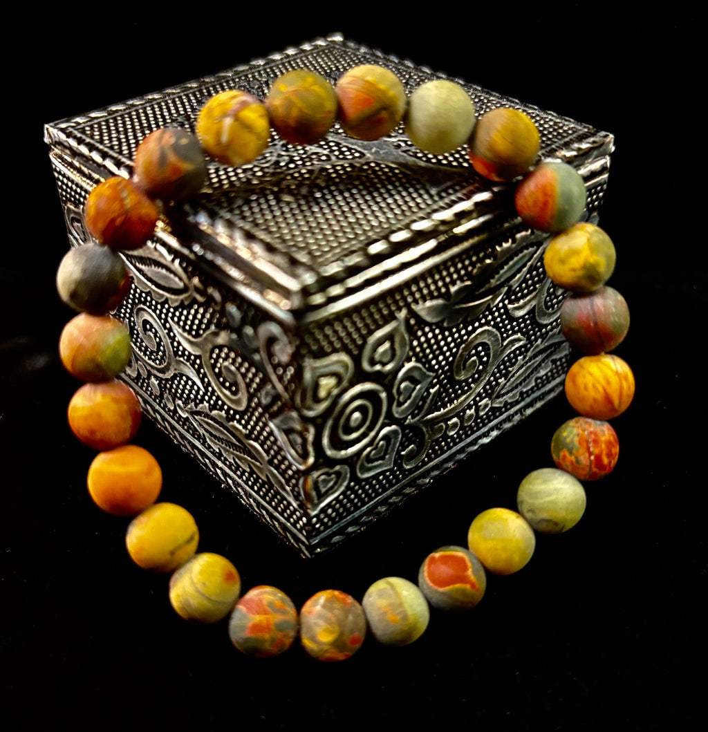 Picasso Stone (Picasso Jasper) Reiki-Infused Creativity & Grounding Bracelet | | Wiccan Center