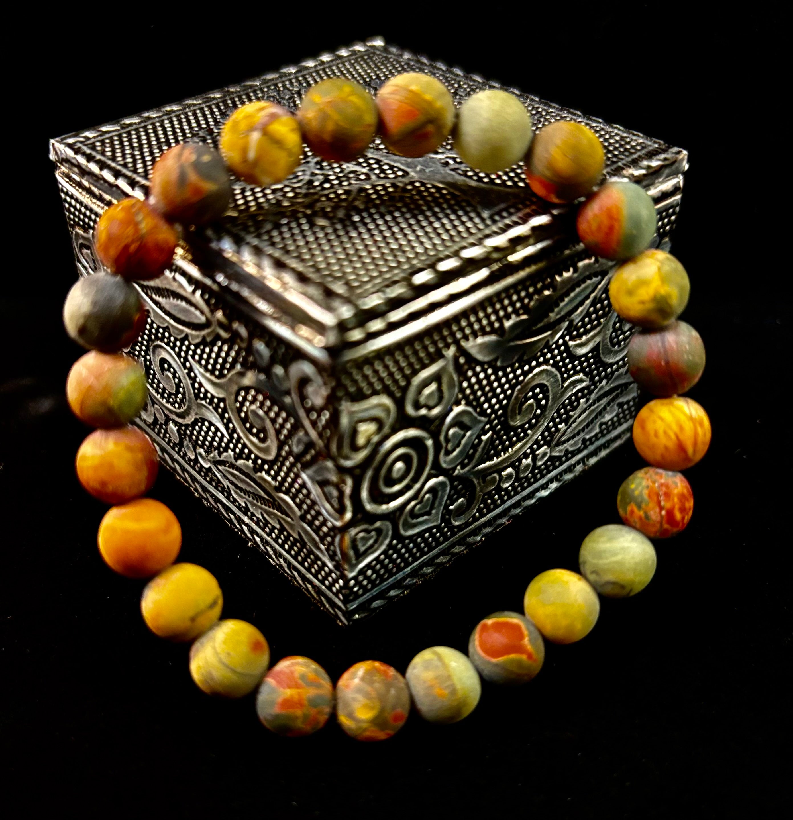 Picasso Stone (Picasso Jasper) Reiki-Infused Creativity & Grounding Bracelet | | Wiccan Center
