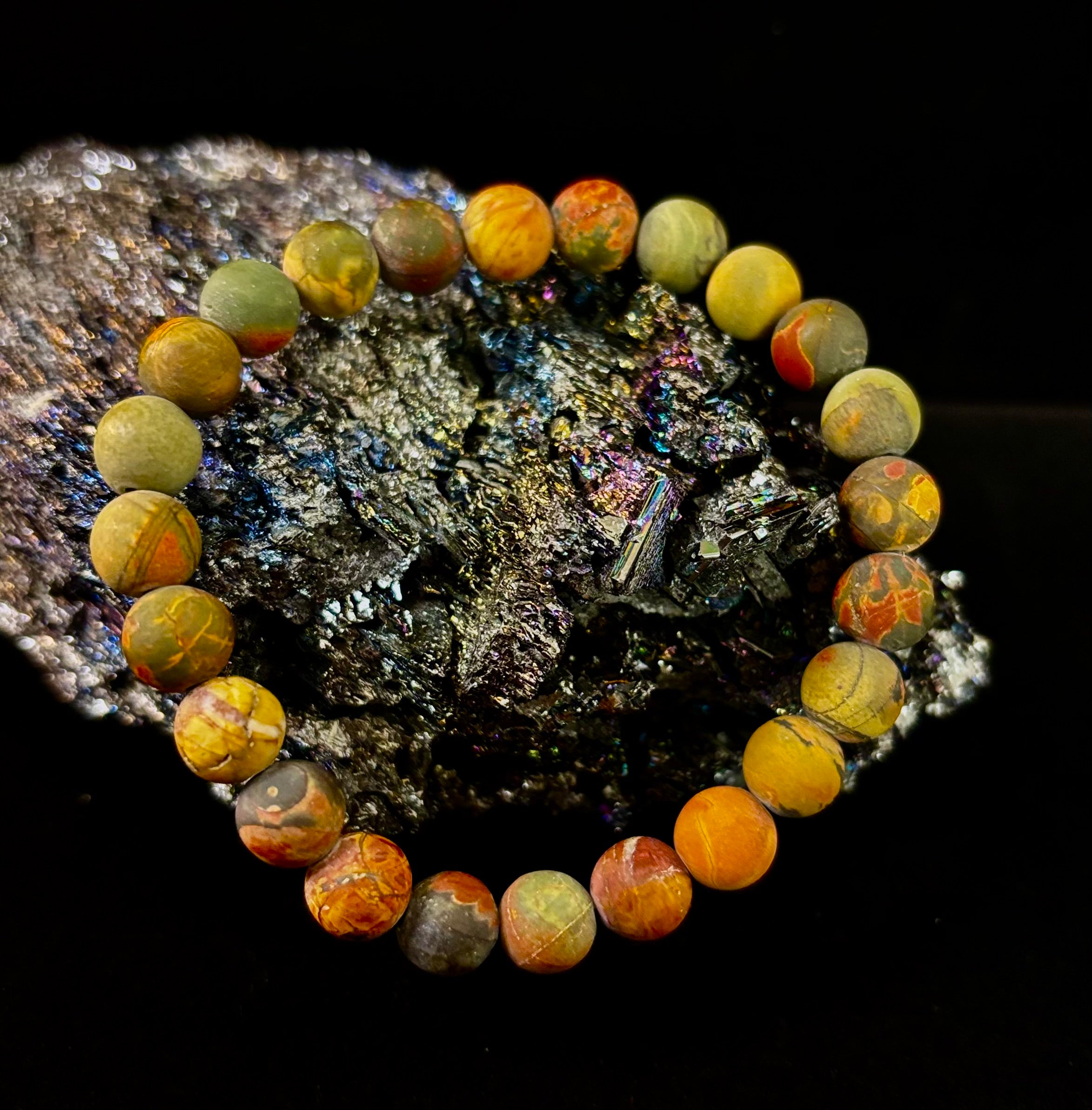 Picasso Stone (Picasso Jasper) Reiki-Infused Creativity & Grounding Bracelet | | Wiccan Center