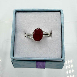 Sterling Silver Split Banded Oval Ruby Ring - Size 10 - Passionate, Vital & Empowering | Rings | Wiccan Center