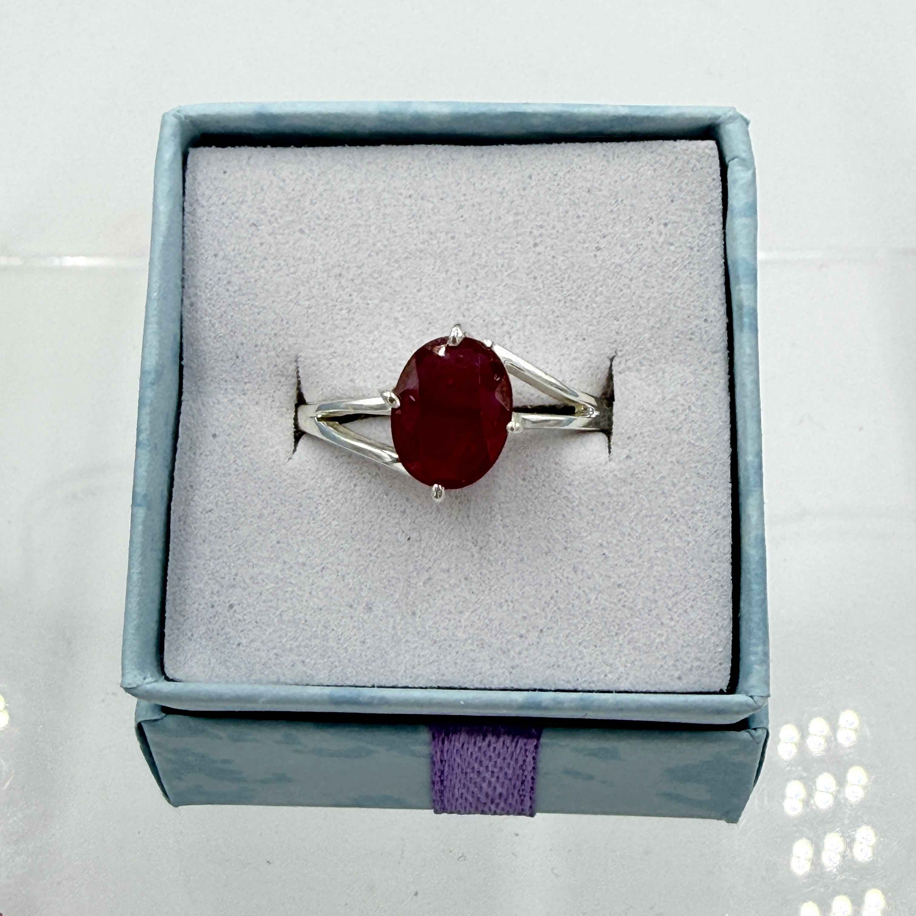 Sterling Silver Split Banded Oval Ruby Ring - Size 10 - Passionate, Vital & Empowering | Rings | Wiccan Center