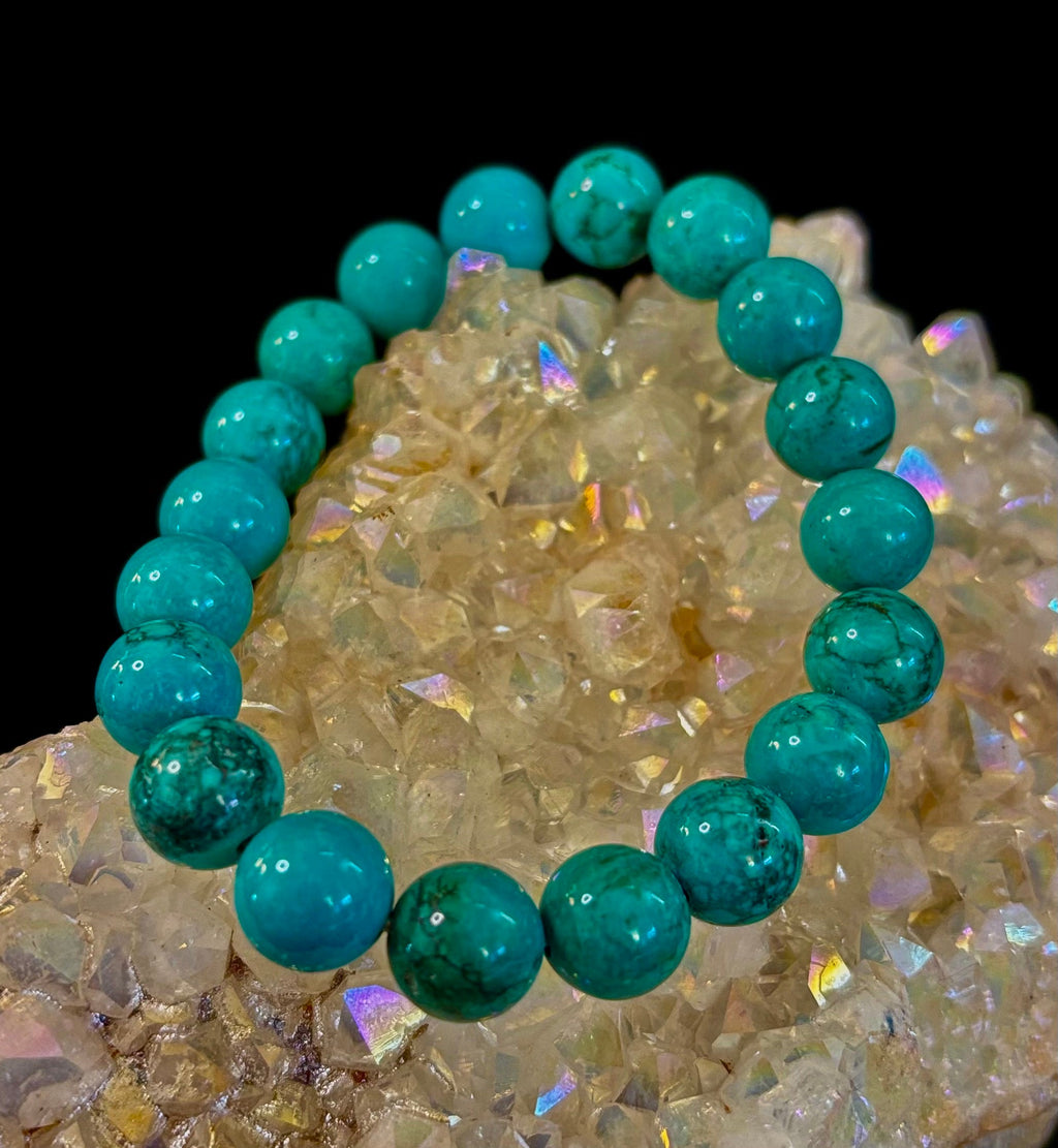 Dark Blue Green Turquoise Reiki-Infused Protection Bracelet (Medium Wrists) | | Wiccan Center