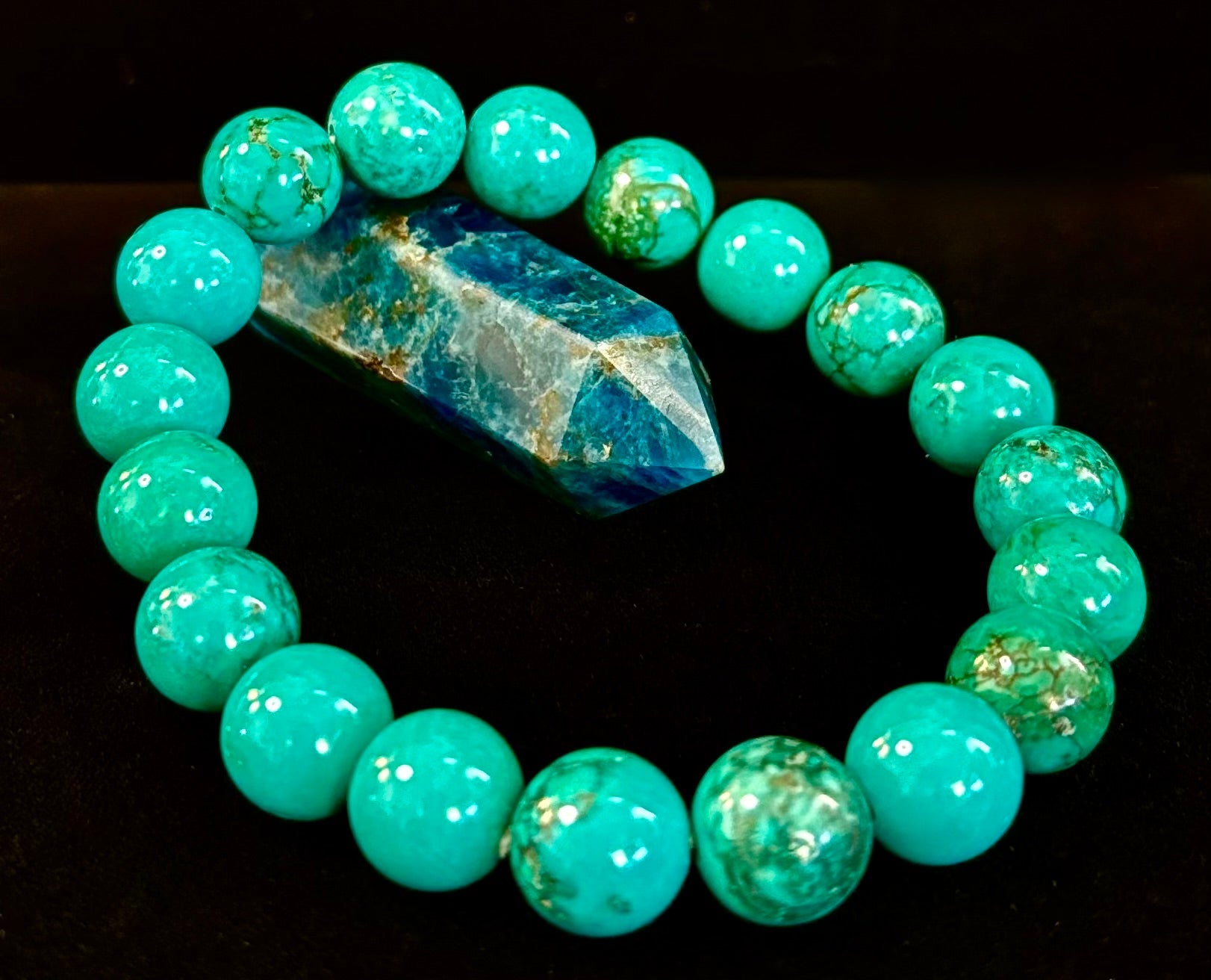 Dark Blue Green Turquoise Reiki-Infused Protection Bracelet (Medium Wrists) | | Wiccan Center