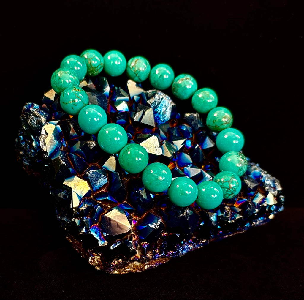 Dark Blue Green Turquoise Reiki-Infused Protection Bracelet (Medium Wrists) | | Wiccan Center