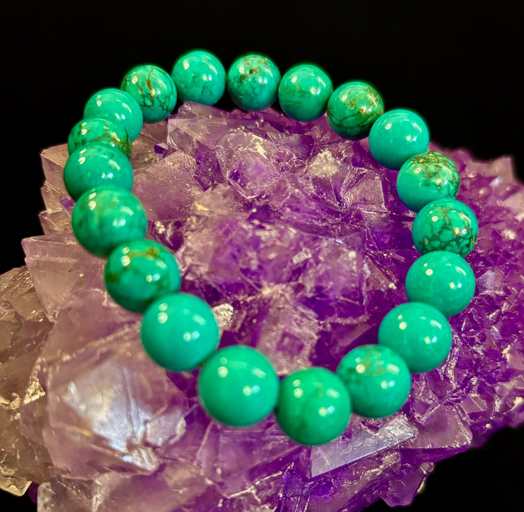 Dark Blue Green Turquoise Reiki-Infused Protection Bracelet (Medium Wrists) | | Wiccan Center