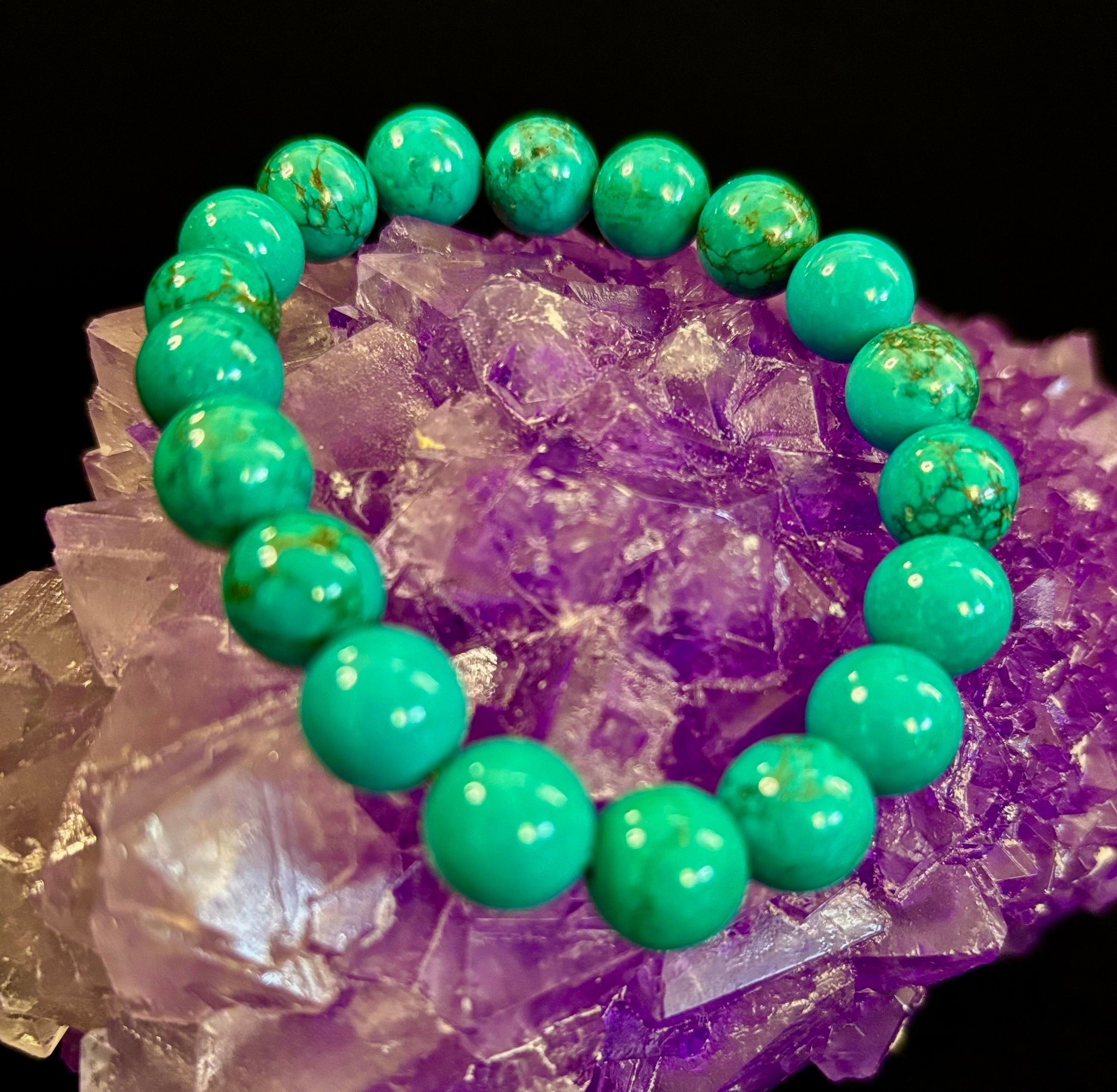 Dark Blue Green Turquoise Reiki-Infused Protection Bracelet (Medium Wrists) | | Wiccan Center