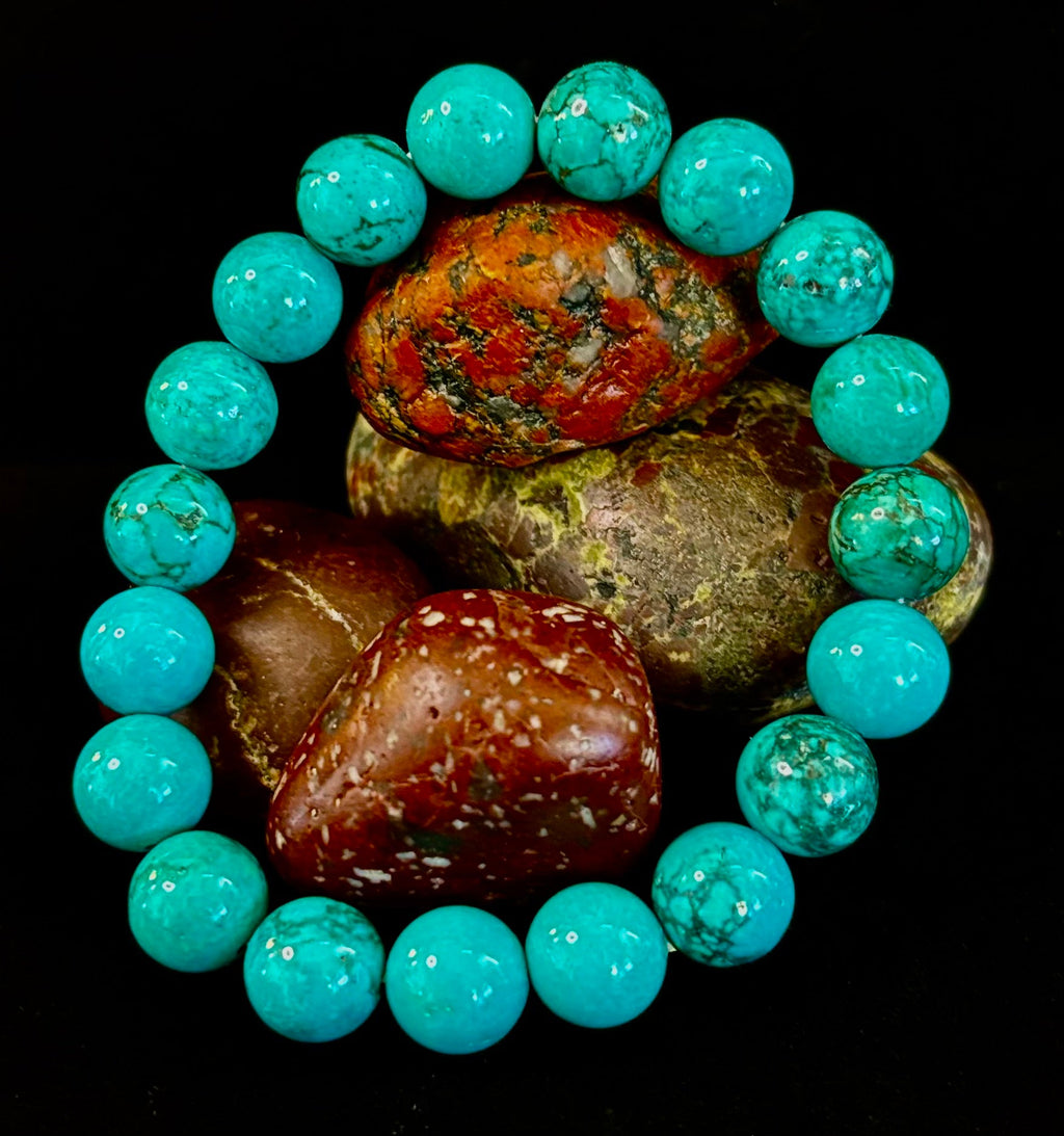 Dark Blue Green Turquoise Reiki-Infused Protection Bracelet (Medium Wrists) | | Wiccan Center