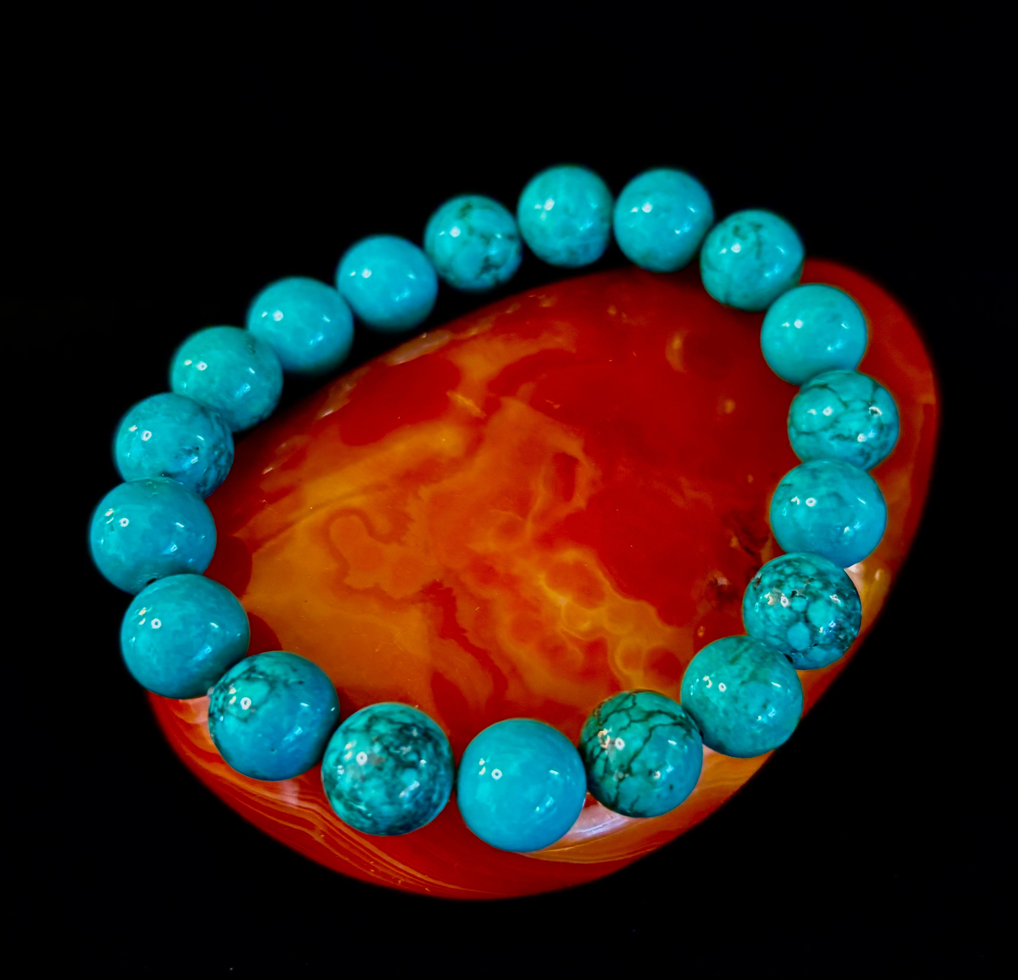Dark Blue Green Turquoise Reiki-Infused Protection Bracelet (Medium Wrists) | | Wiccan Center