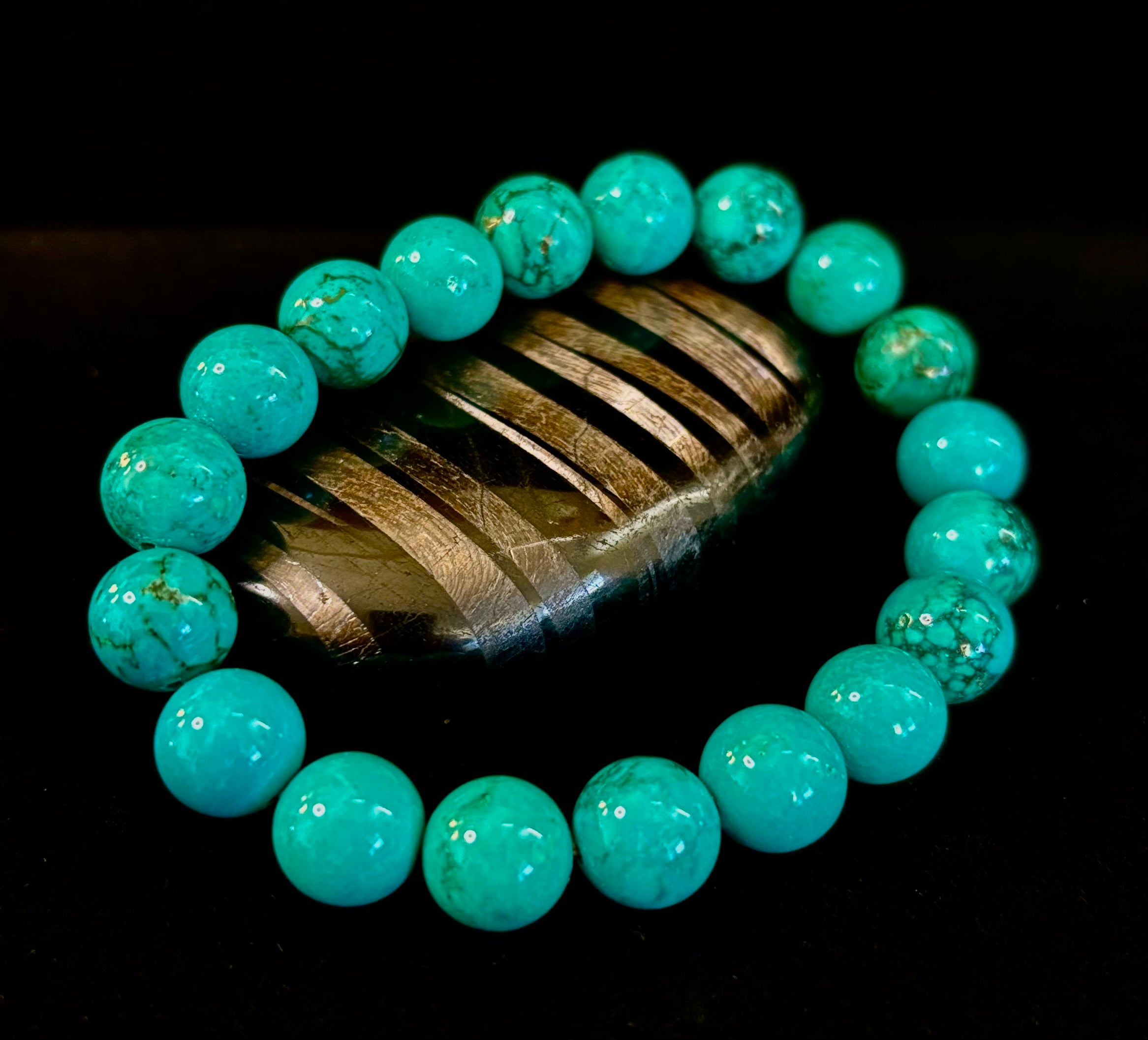Dark Blue Green Turquoise Reiki-Infused Protection Bracelet (Medium Wrists) | | Wiccan Center