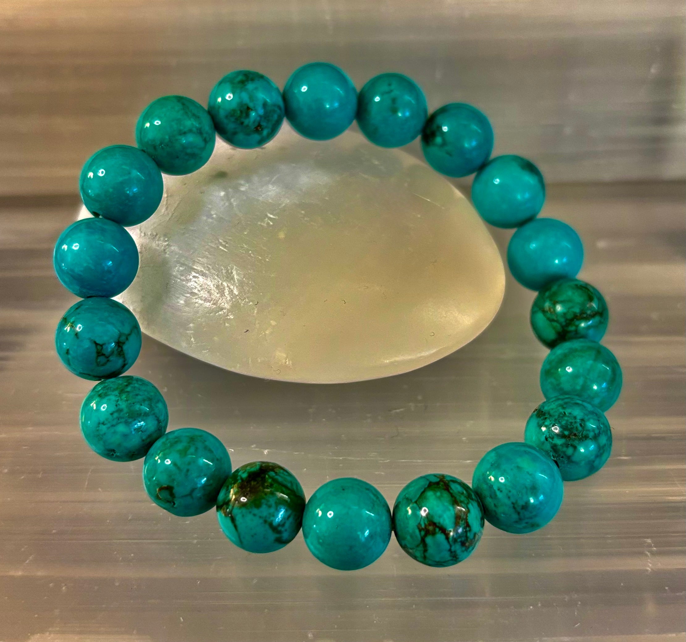 Dark Blue Green Turquoise Reiki-Infused Protection Bracelet (Medium Wrists) | | Wiccan Center
