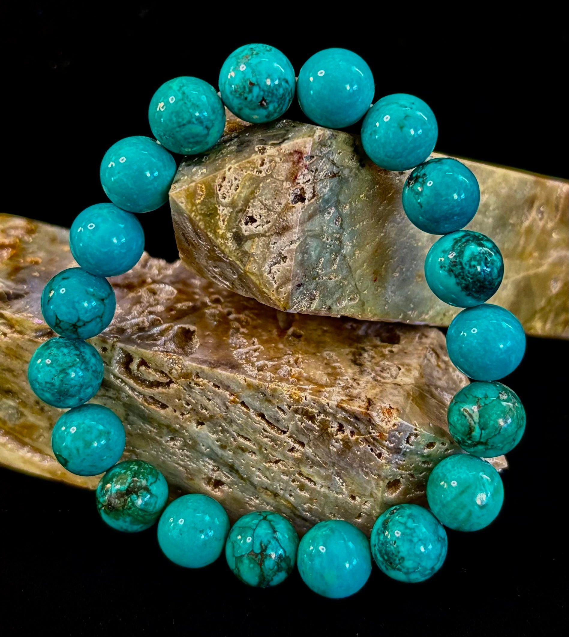 Dark Blue Green Turquoise Reiki-Infused Protection Bracelet (Medium Wrists) | | Wiccan Center