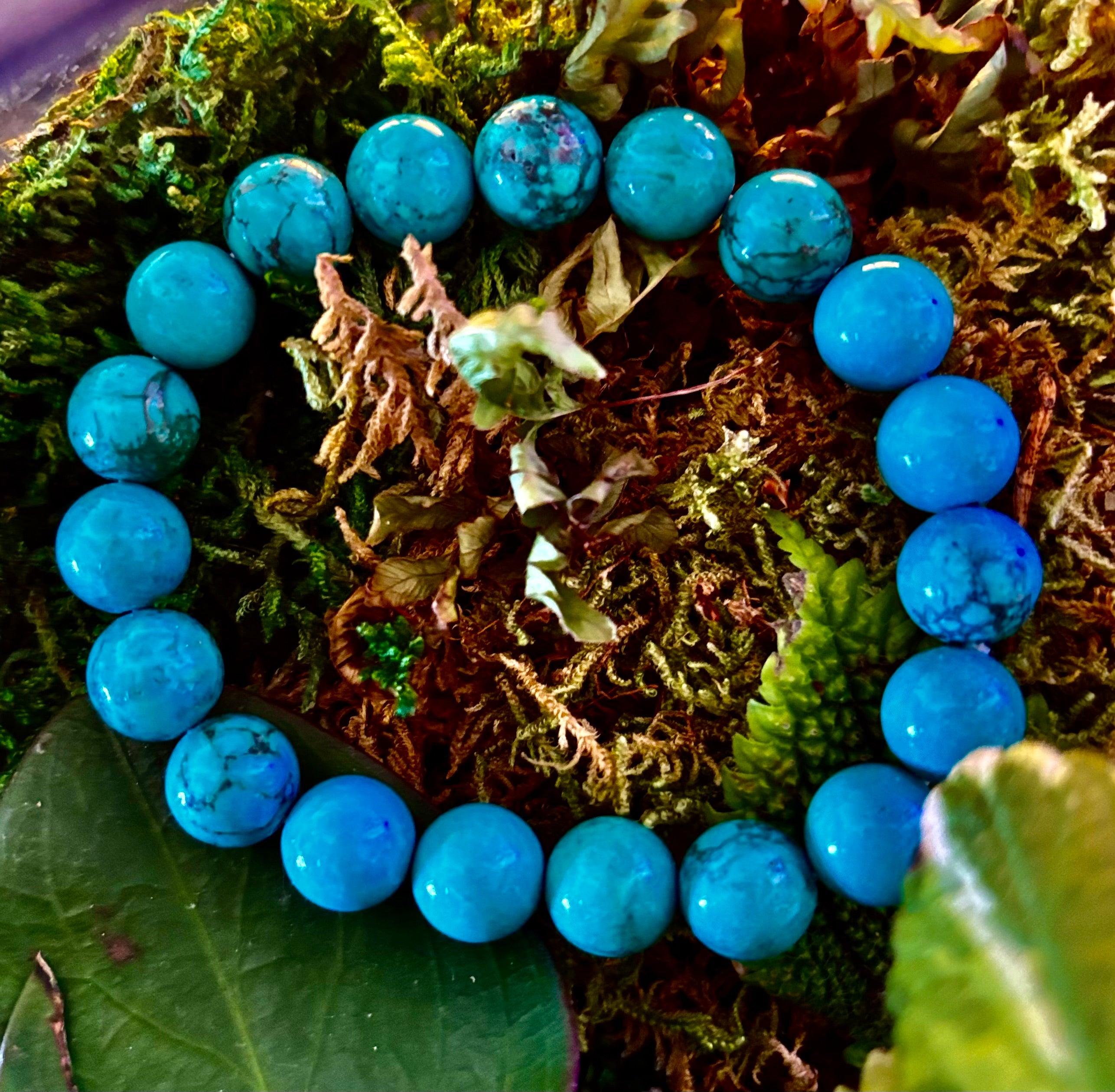 Dark Blue Green Turquoise Reiki-Infused Protection Bracelet (Medium Wrists) | | Wiccan Center