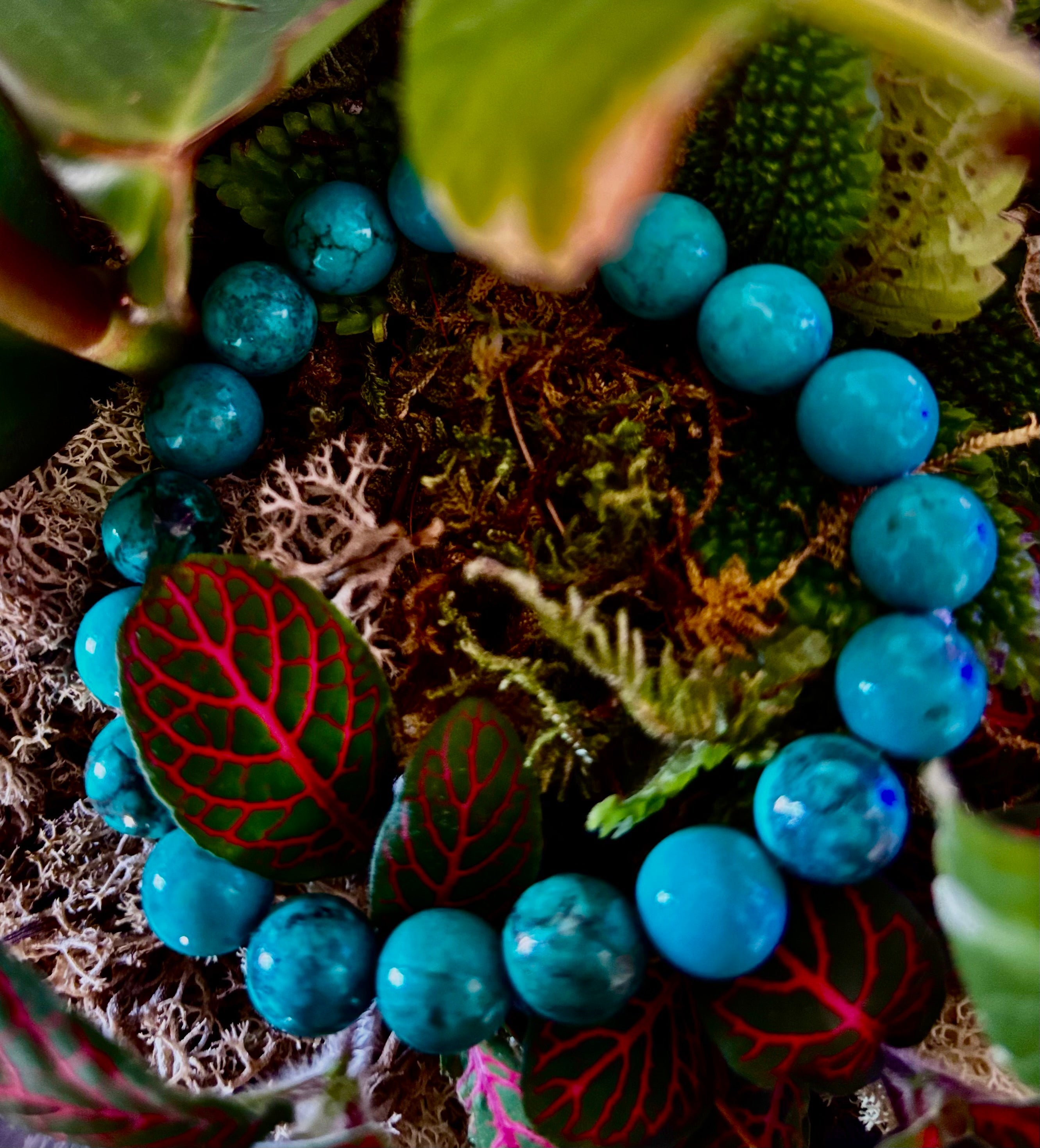 Dark Blue Green Turquoise Reiki-Infused Protection Bracelet (Medium Wrists) | | Wiccan Center