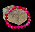 Fuchsia Pink Striped Agate Reiki-Infused Healing Bracelet (8mm or 10mm, 7.5” - Medium Wrists) | | Wiccan Center