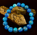 Blue Striped Agate Reiki-Infused Healing & Calm Bracelet (Medium Wrists) | | Wiccan Center