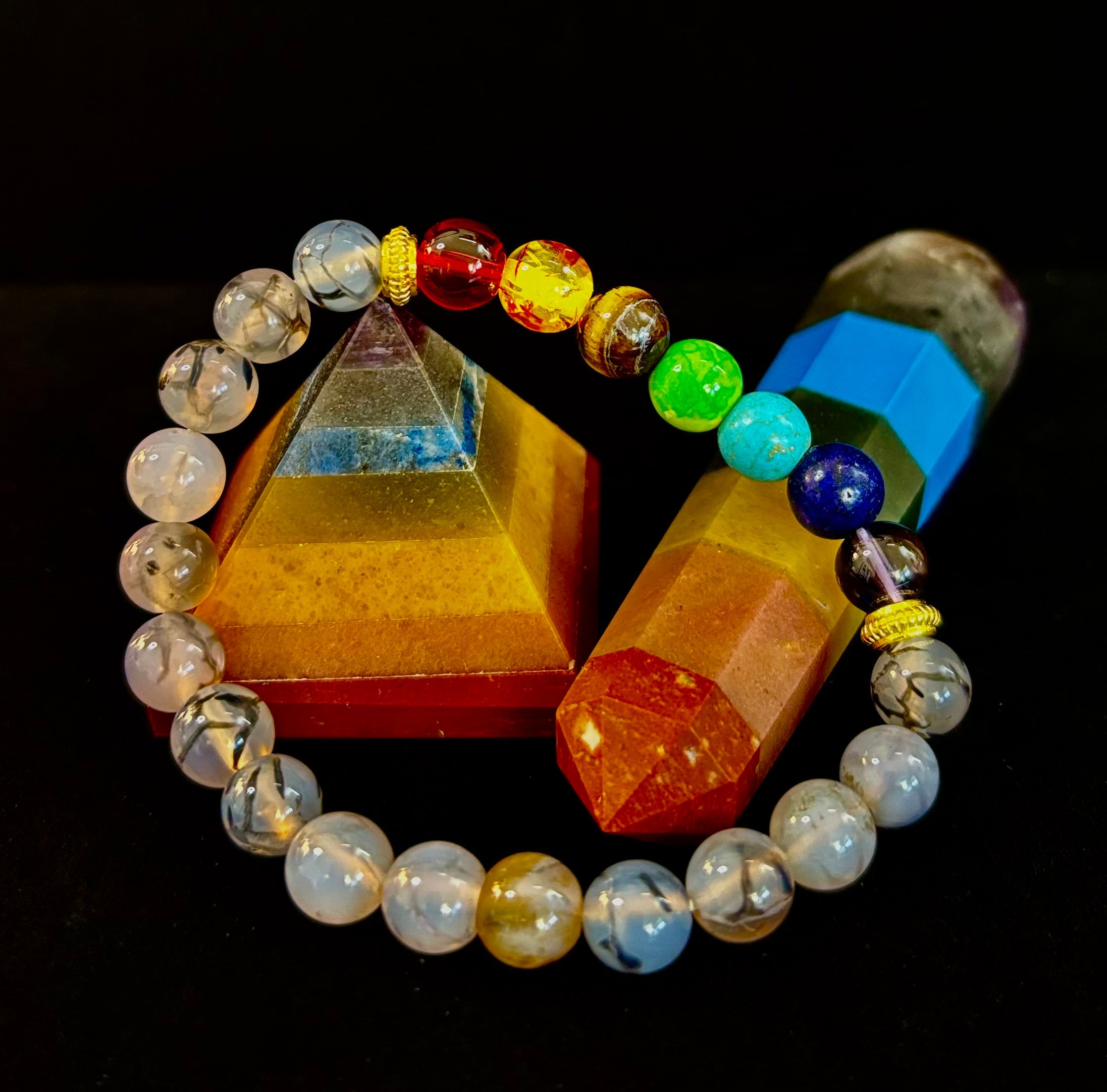 Dragon Vein Agate 7-Chakra Balance Bracelet – Protection, Strength & Energy Flow | | Wiccan Center
