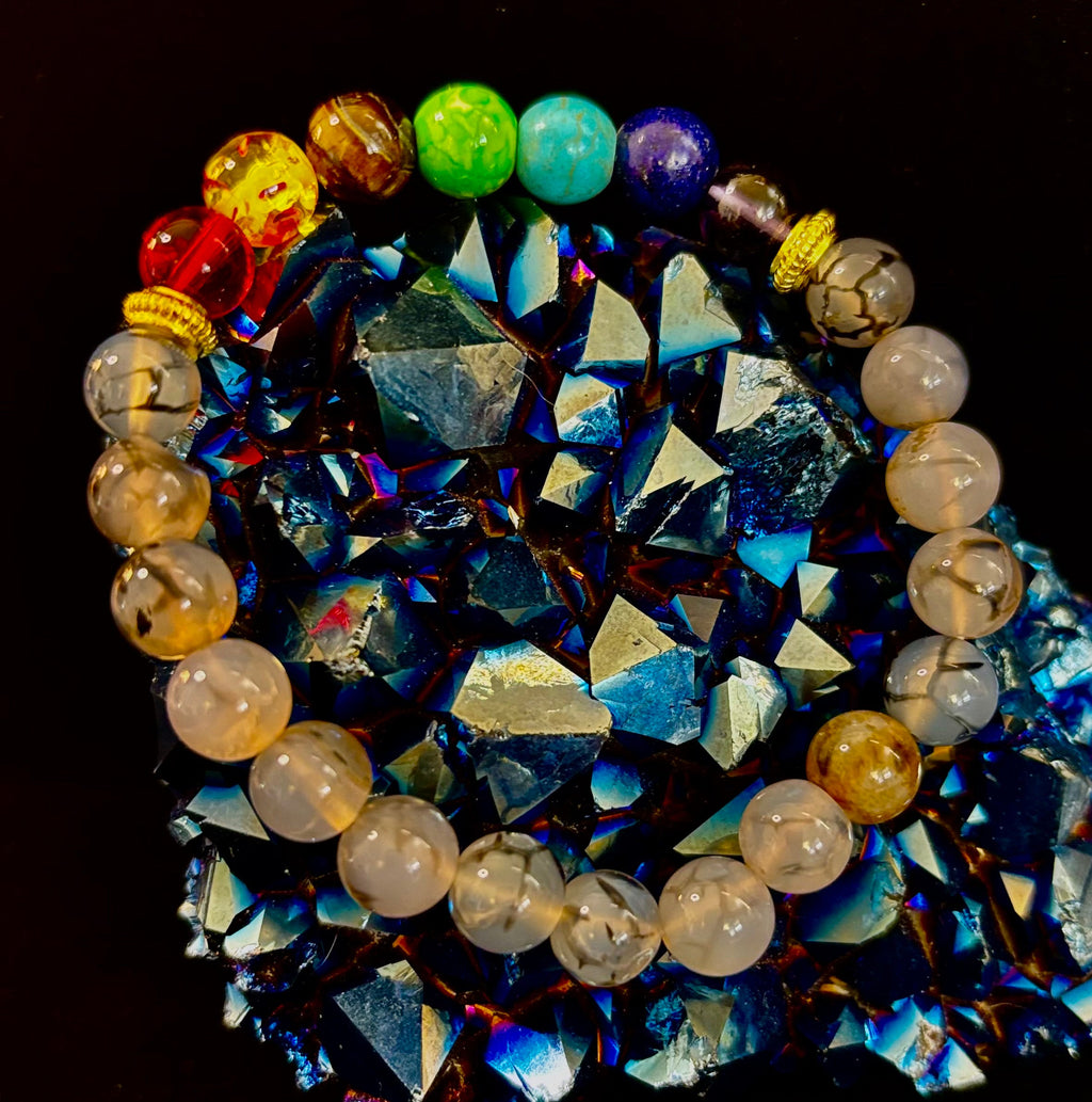 Dragon Vein Agate 7-Chakra Balance Bracelet – Protection, Strength & Energy Flow | | Wiccan Center