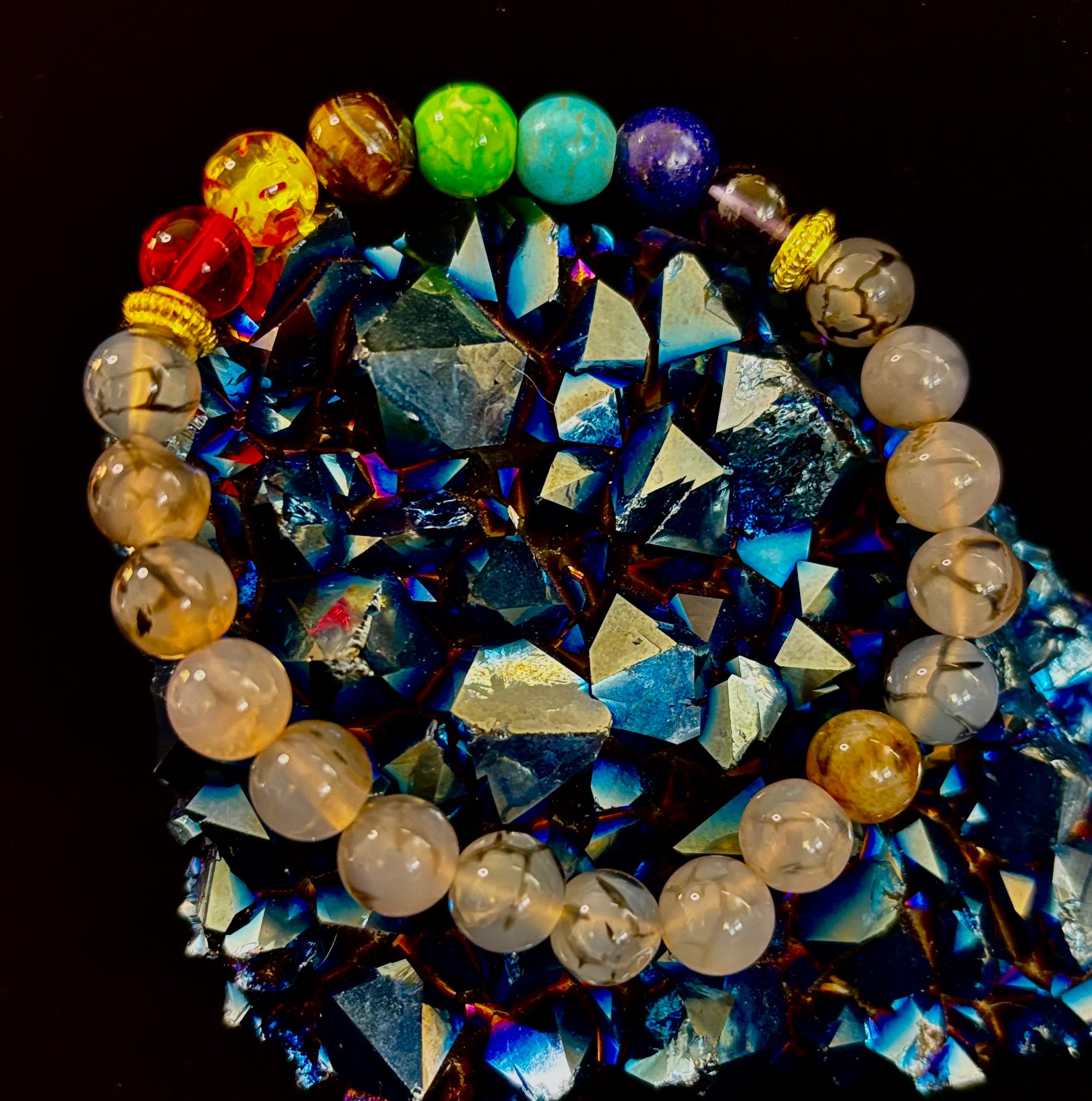 Dragon Vein Agate 7-Chakra Balance Bracelet – Protection, Strength & Energy Flow | | Wiccan Center