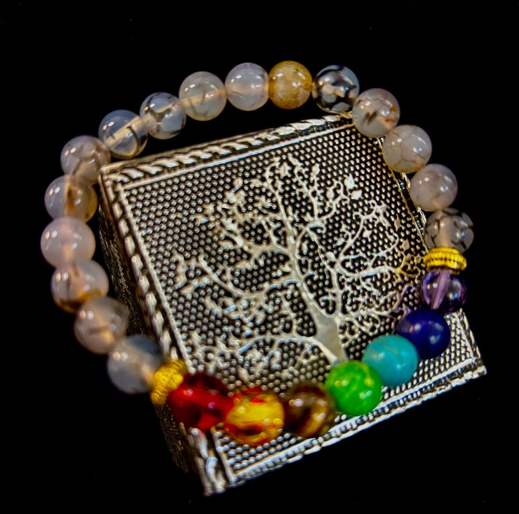 Dragon Vein Agate 7-Chakra Balance Bracelet – Protection, Strength & Energy Flow | | Wiccan Center