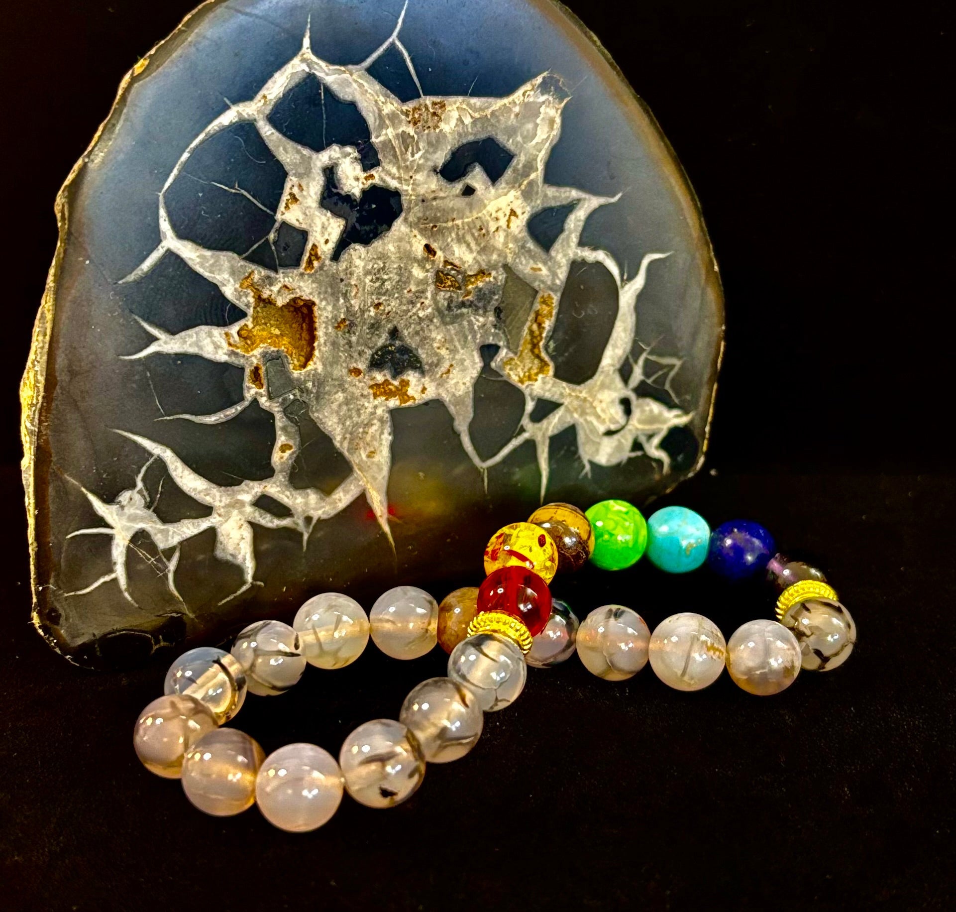 Dragon Vein Agate 7-Chakra Balance Bracelet – Protection, Strength & Energy Flow | | Wiccan Center