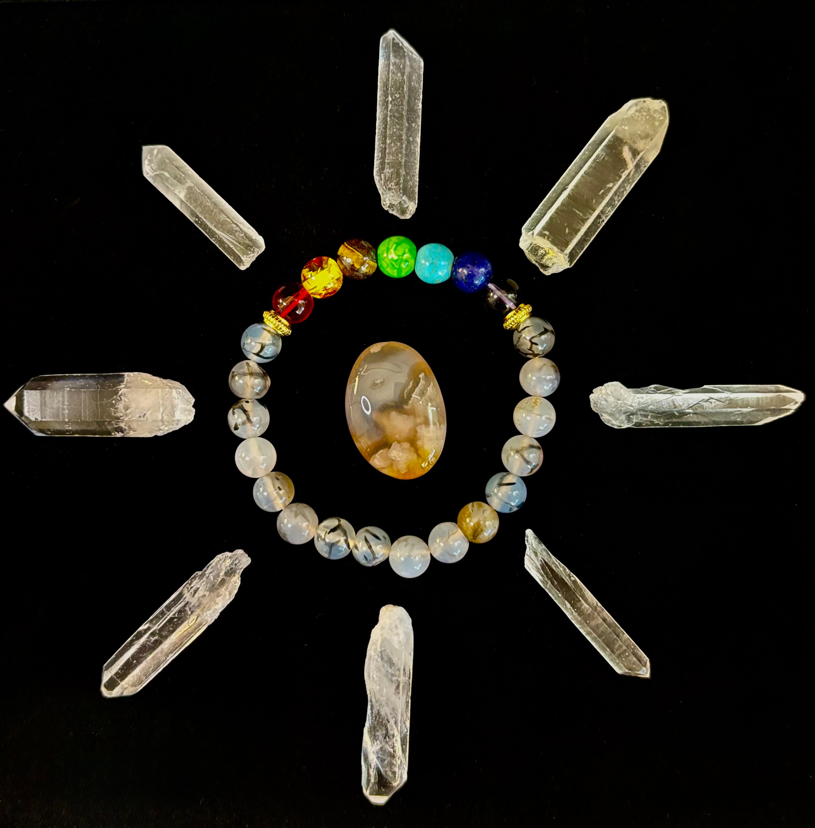 Dragon Vein Agate 7-Chakra Balance Bracelet – Protection, Strength & Energy Flow | | Wiccan Center