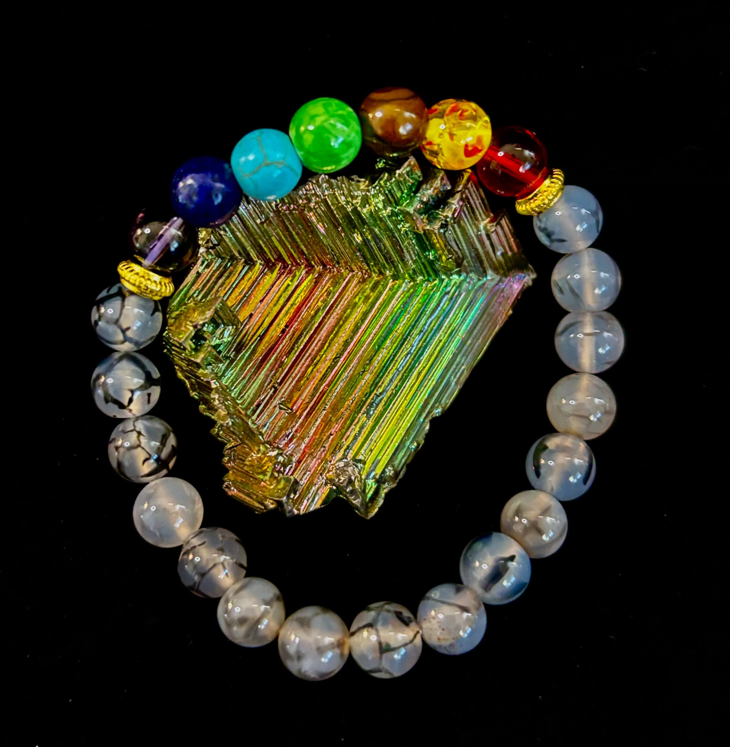 Dragon Vein Agate 7-Chakra Balance Bracelet – Protection, Strength & Energy Flow | | Wiccan Center