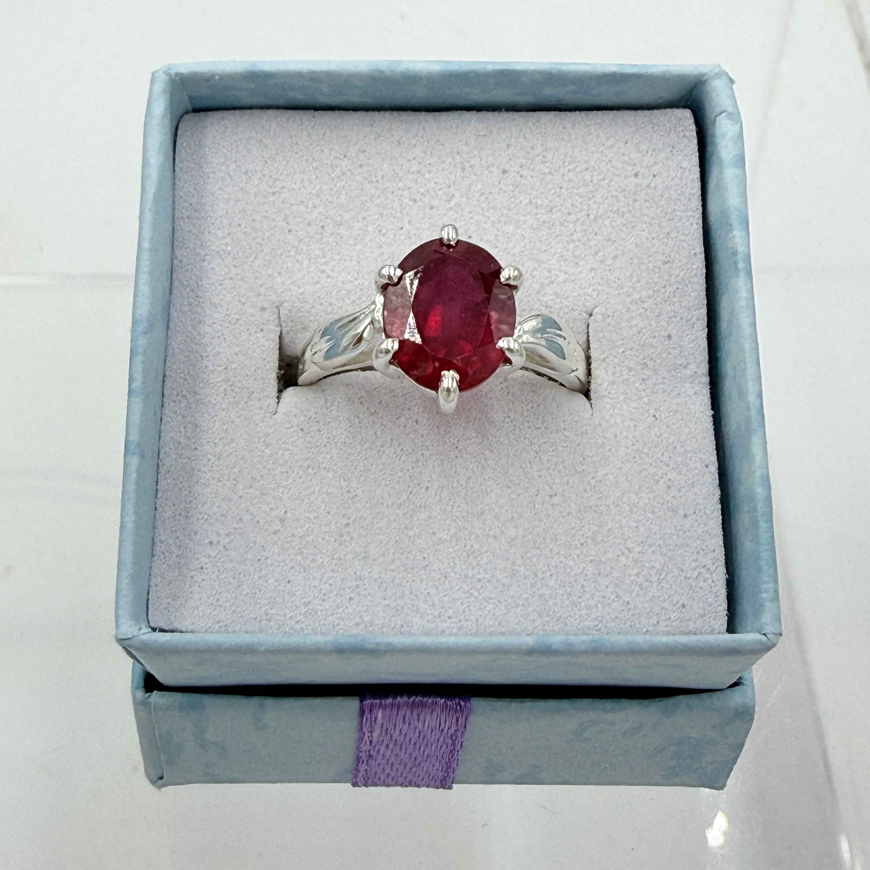 Sterling Silver Faceted Oval Ruby Ring - Size 6 - Passionate, Vital & Empowering | Rings | Wiccan Center